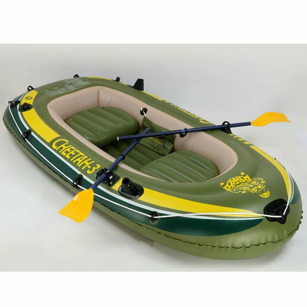 CHEETAH 3 Person Inflatable Boat Raft Set with Oars & Air Pump