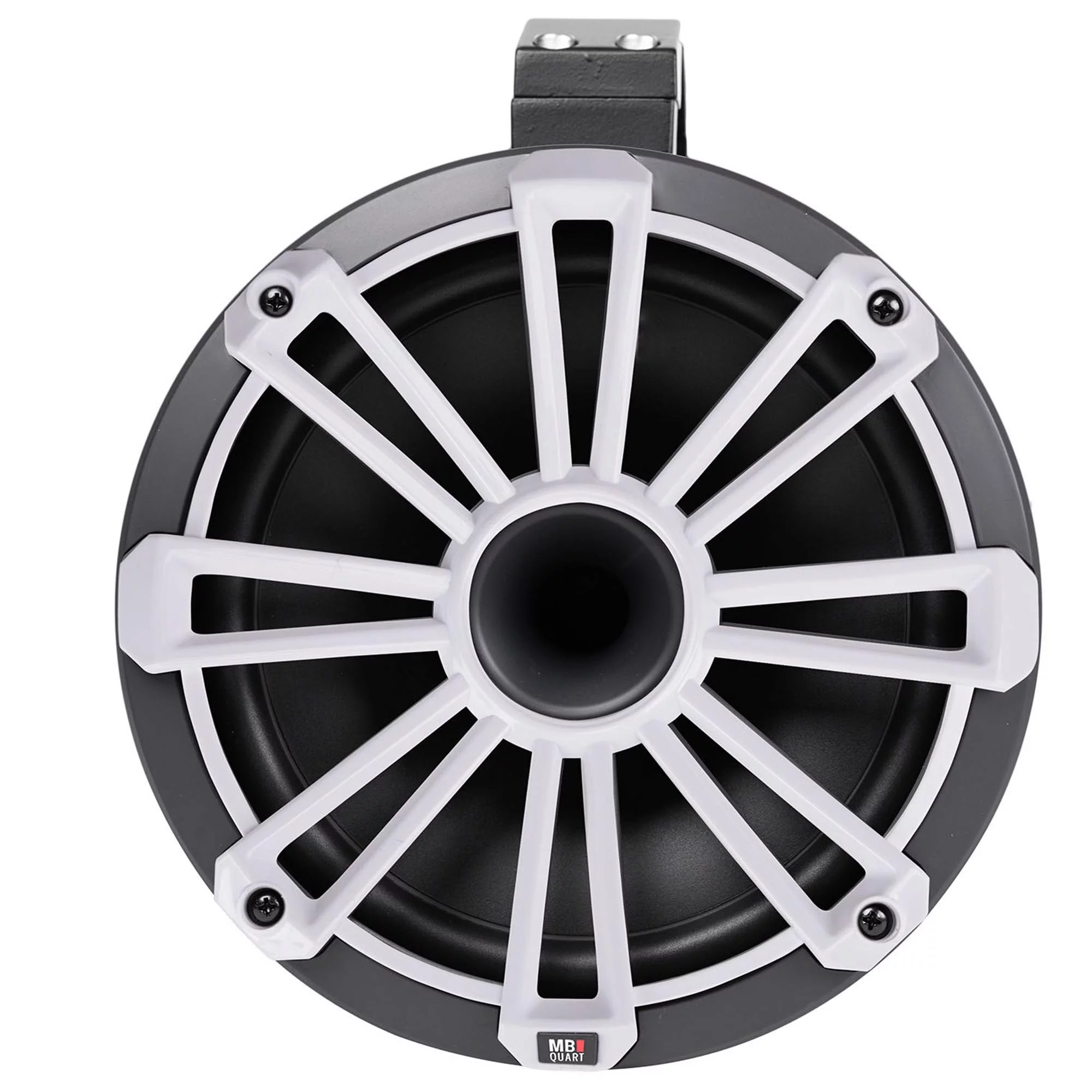 MB Quart NHT2-120 Nautic 8 Inch Marine Compression Horn Tower Speakers. Black, Silver and White Grills Included