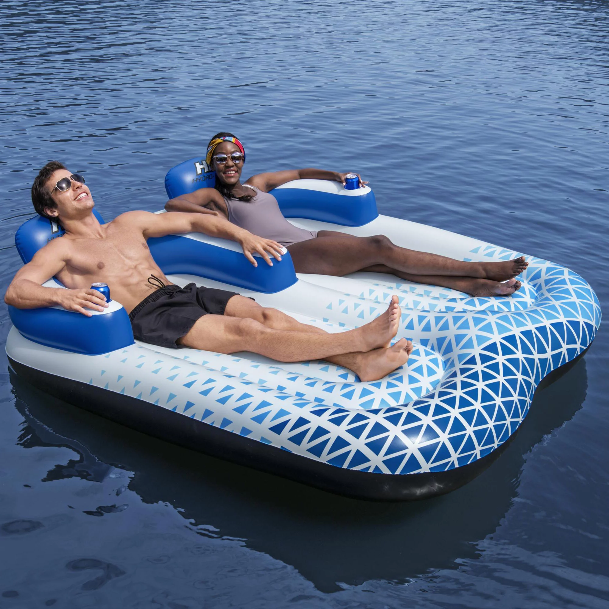 Bestway Hydro-Force Indigo Wave 72″ 2 Person Inflatable Lounge Pool Float