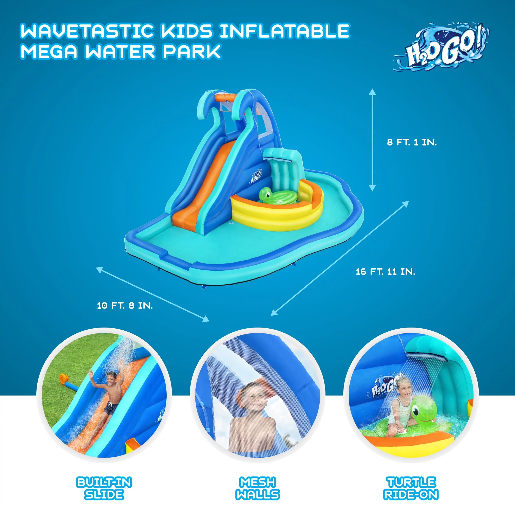 Bestway H2OGO! Wavetastic Child Inflatable Water Park & Turtle Pool Ride-On Float