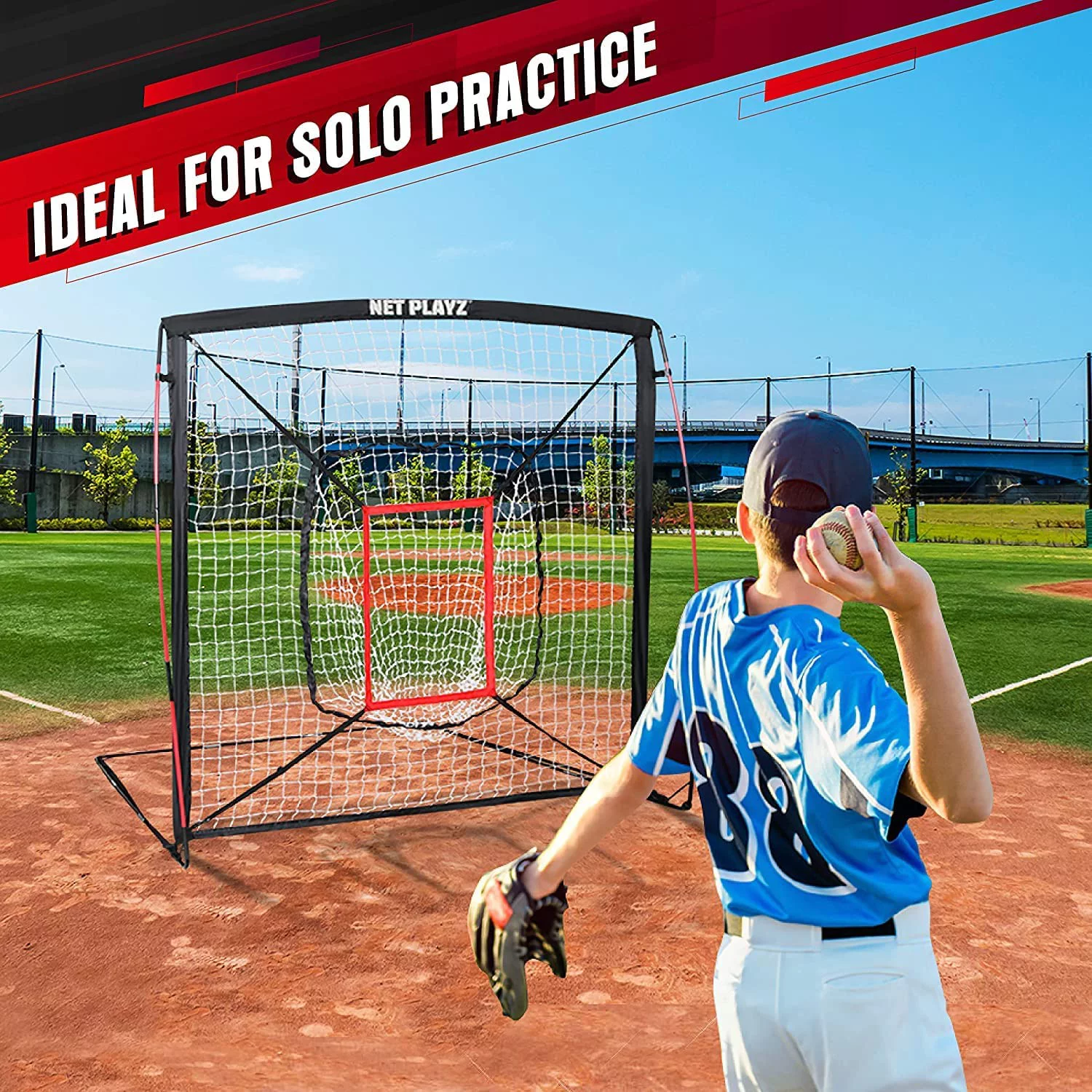 5′ x 5′ Baseball & Softball Practice Hitting & Pitching Net similar to Bow Frame, Great for All Skill Levels