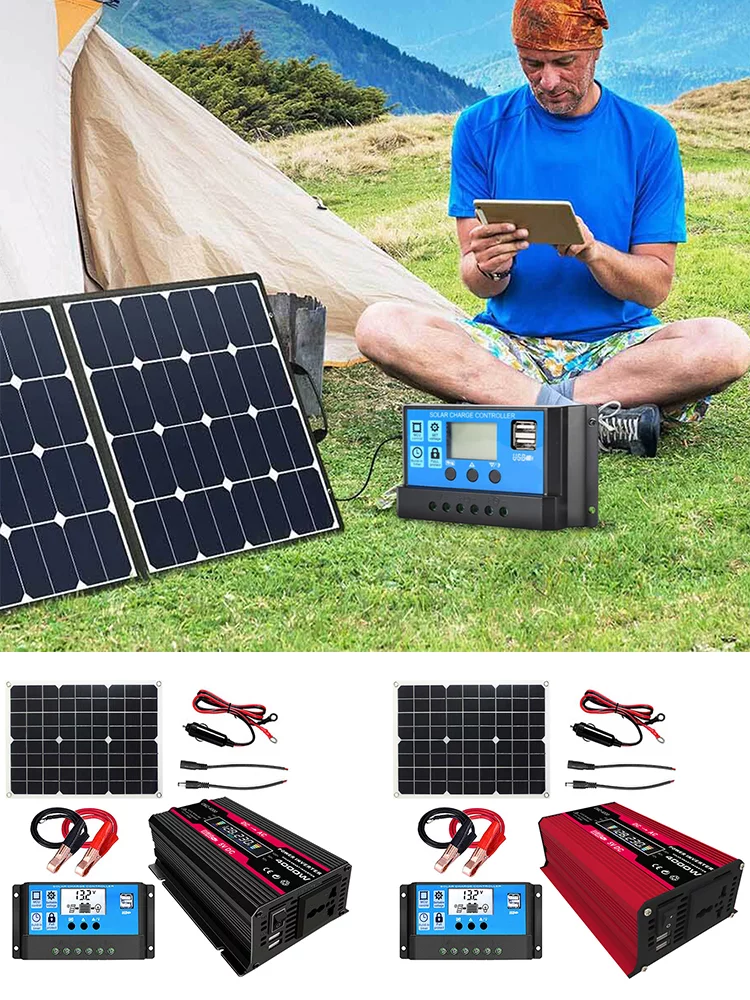 Solar Generator With 220V AC Outlet Battery Pack For Outdoor Camping With 18w Panel Included C