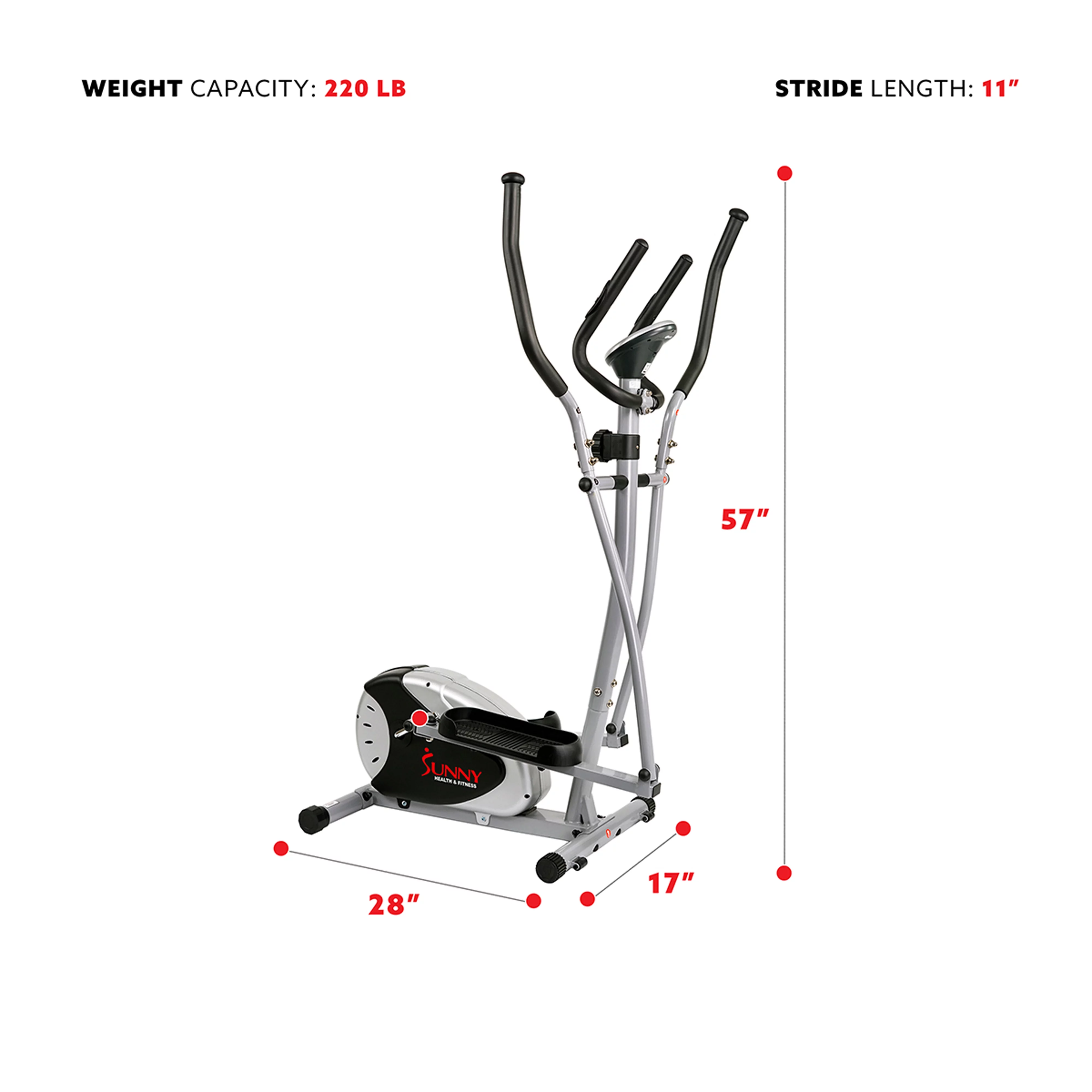 Sunny Health & Fitness Essentials Series Magnetic Smart Elliptical with Exclusive SunnyFit App Enhanced Bluetooth Connectivity – SF-E322902