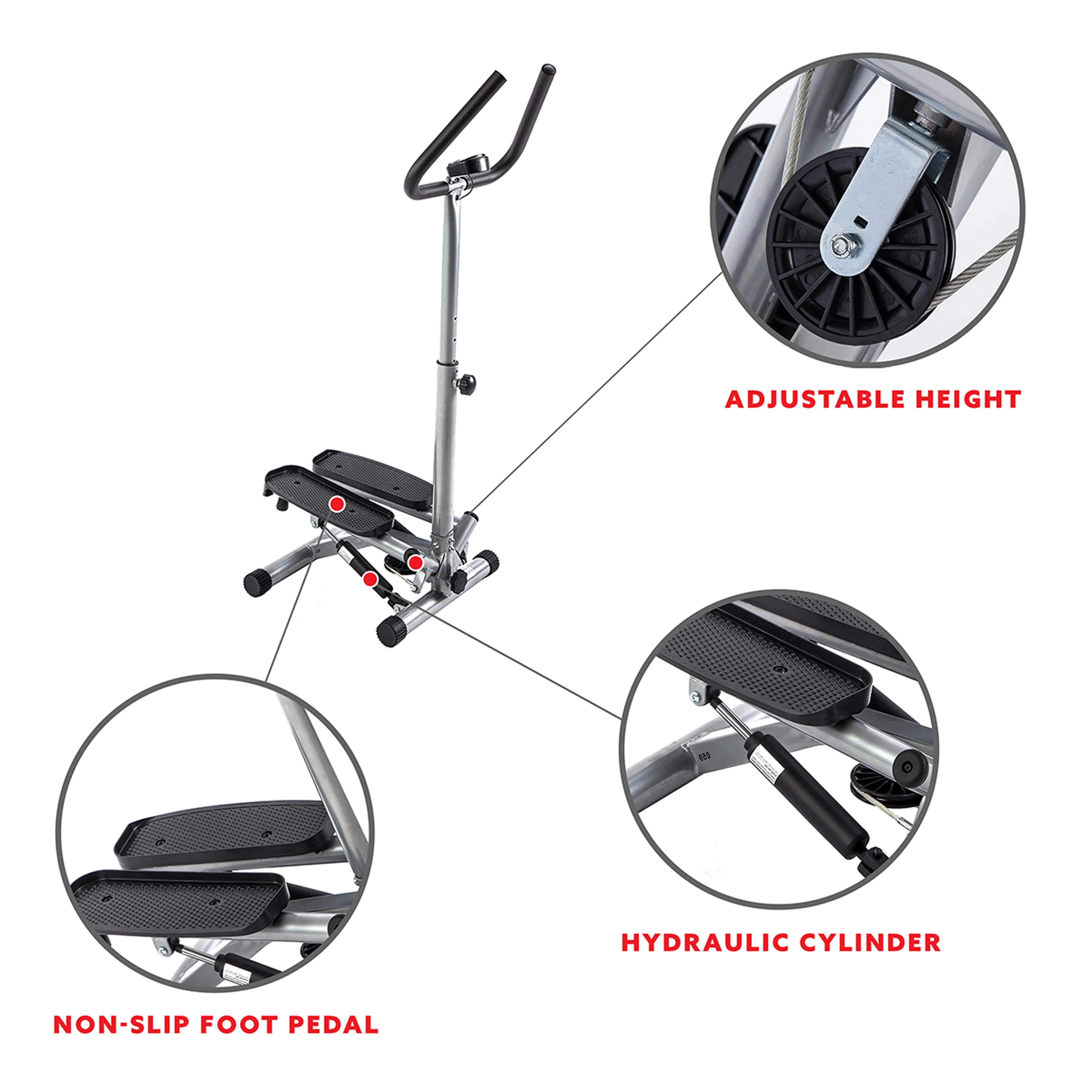 Sunny Health & Fitness Mini Twister, Stair Stepper, Climber Step Machine with Handlebar for Total Body Toning, SF-S020027