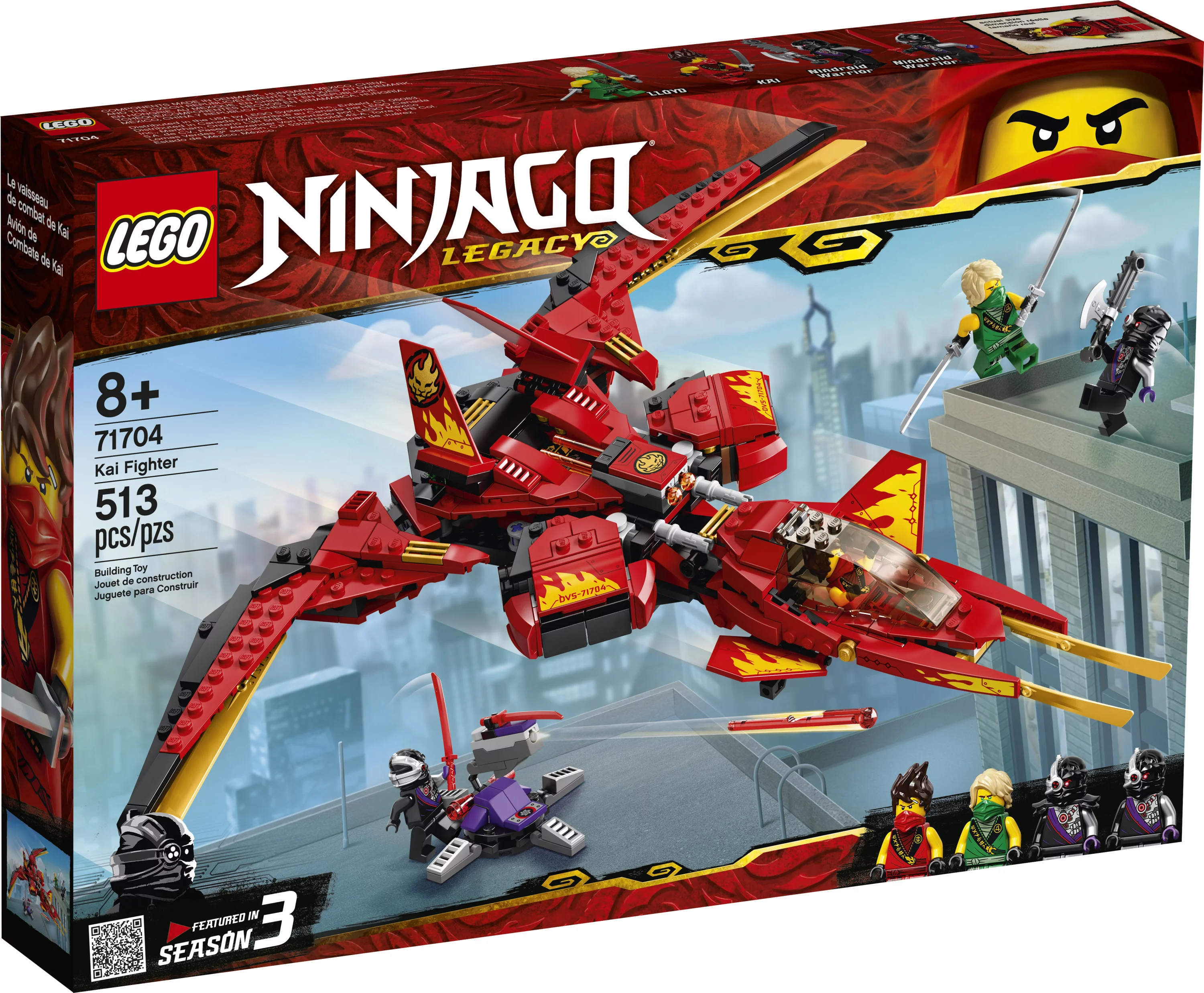 LEGO NINJAGO Legacy Kai Fighter 71704 Ninja Building Toy for Ages 8+ (513 Pieces)