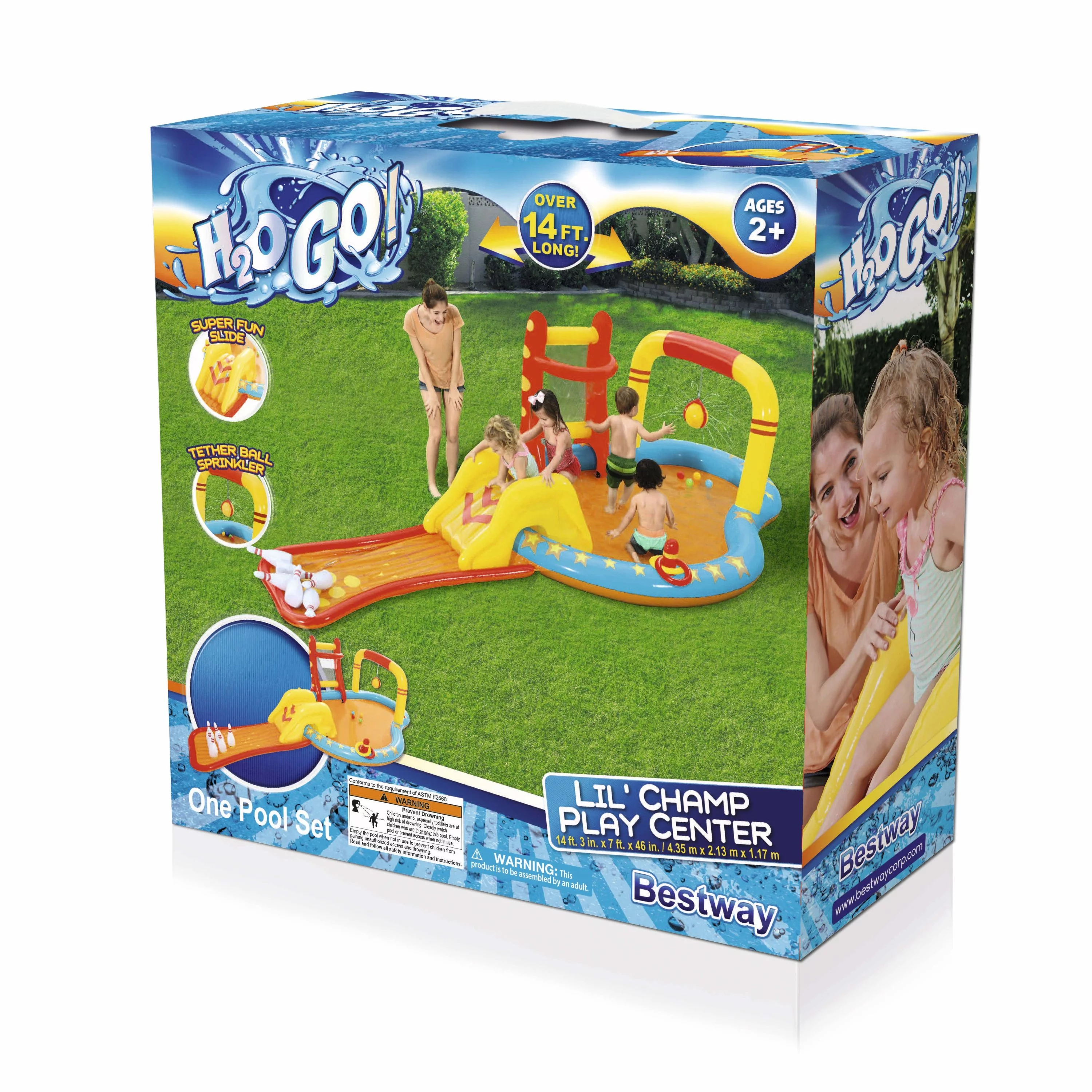 H2OGO! Lil’ Champ Outdoor Multicolor Play Pool Center, Ages 2+