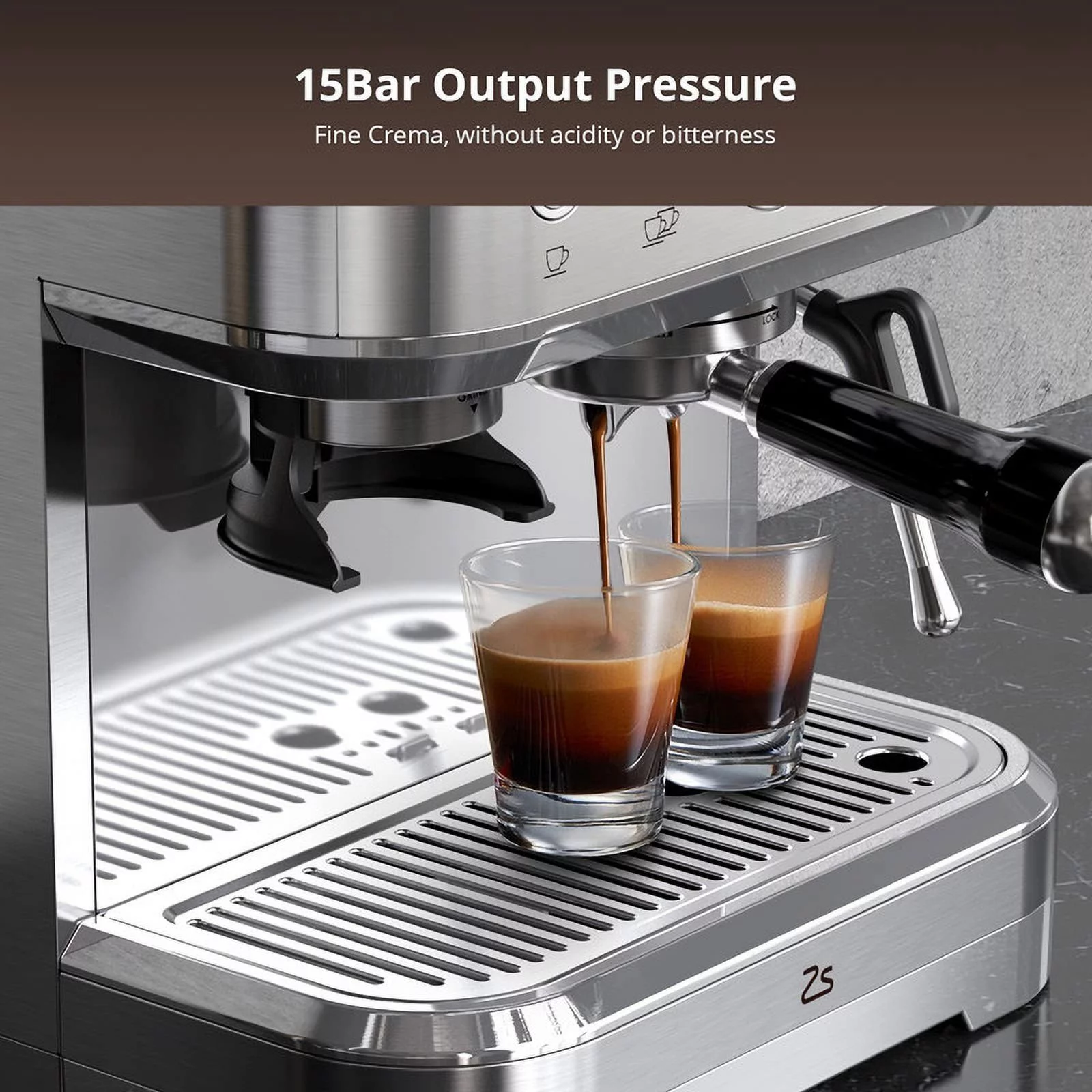 Soonbuy 15Bar Espresso Coffee Machine, Cappuccino and Latte, Stainless Steel