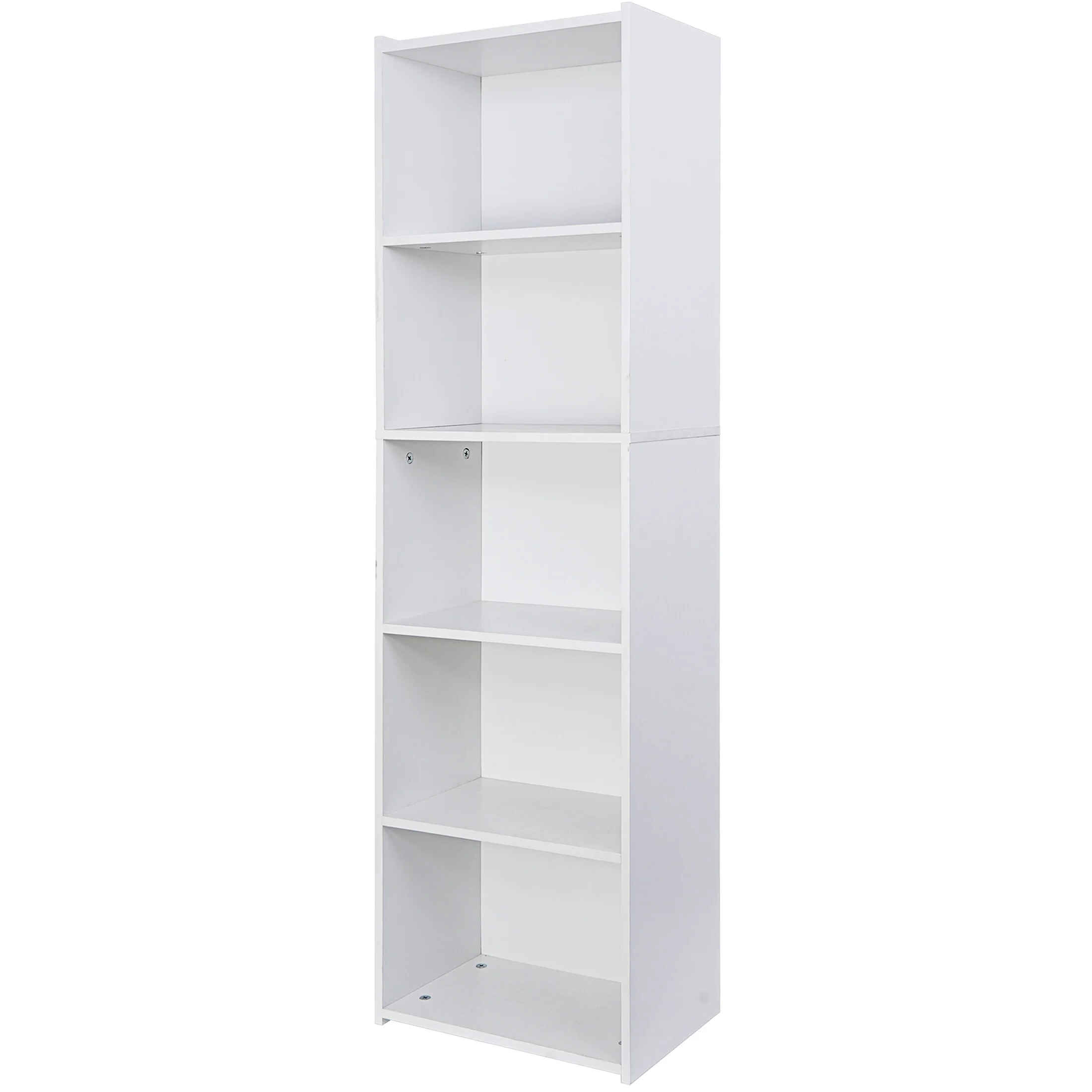 HomGarden 5-Tier Open Shelf Bookcase, Narrow Freestanding Bookshelf Storage with Adjustable Shelves for Living Room, Home, Office, White