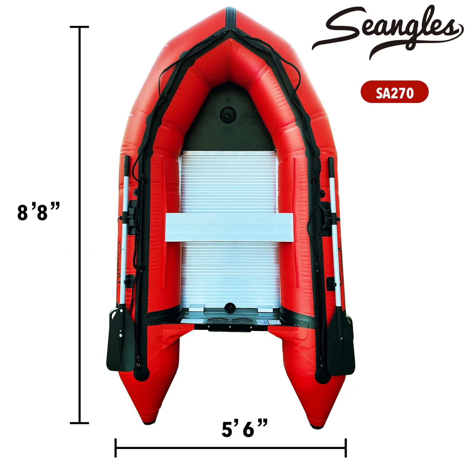 Seangles Inflatable Boat 4 Person Aluminum Floor Aluminum Transom Professional Heavy Duty Saltwater Fishing Boat (Sa330 / 10.8ft) USCG Approved