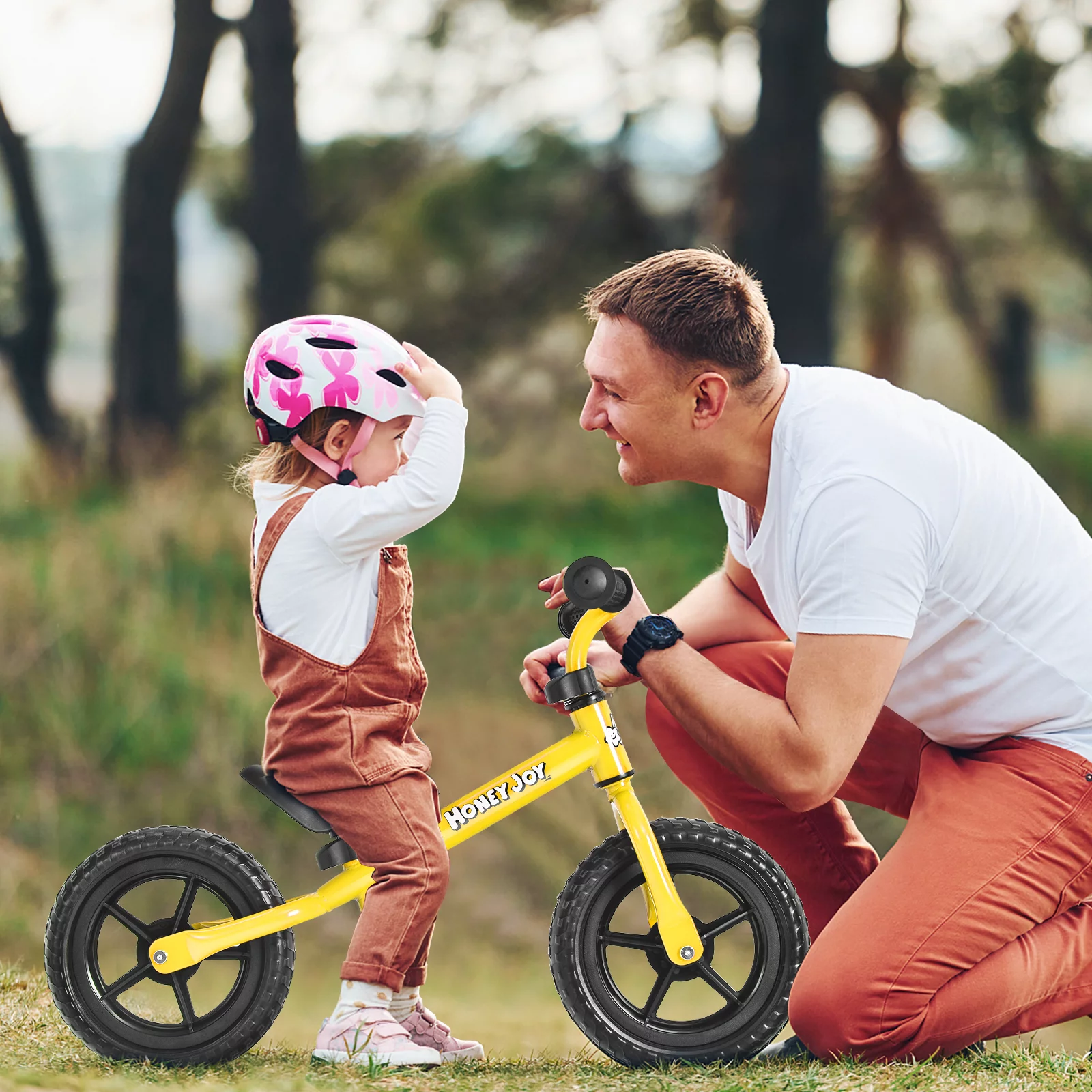 Infans Kids Balance Bike No Pedal Training Bicycle w/Adjustable Handlebar & Seat Yellow