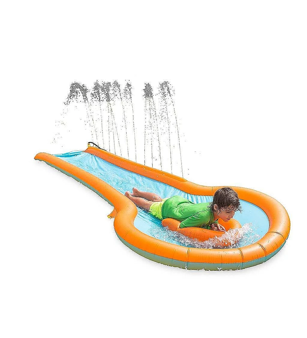 HearthSong 12-Foot Inflatable Water Slide with 3-Foot Wide Splash Pool and Two Inflatable Speed Boards