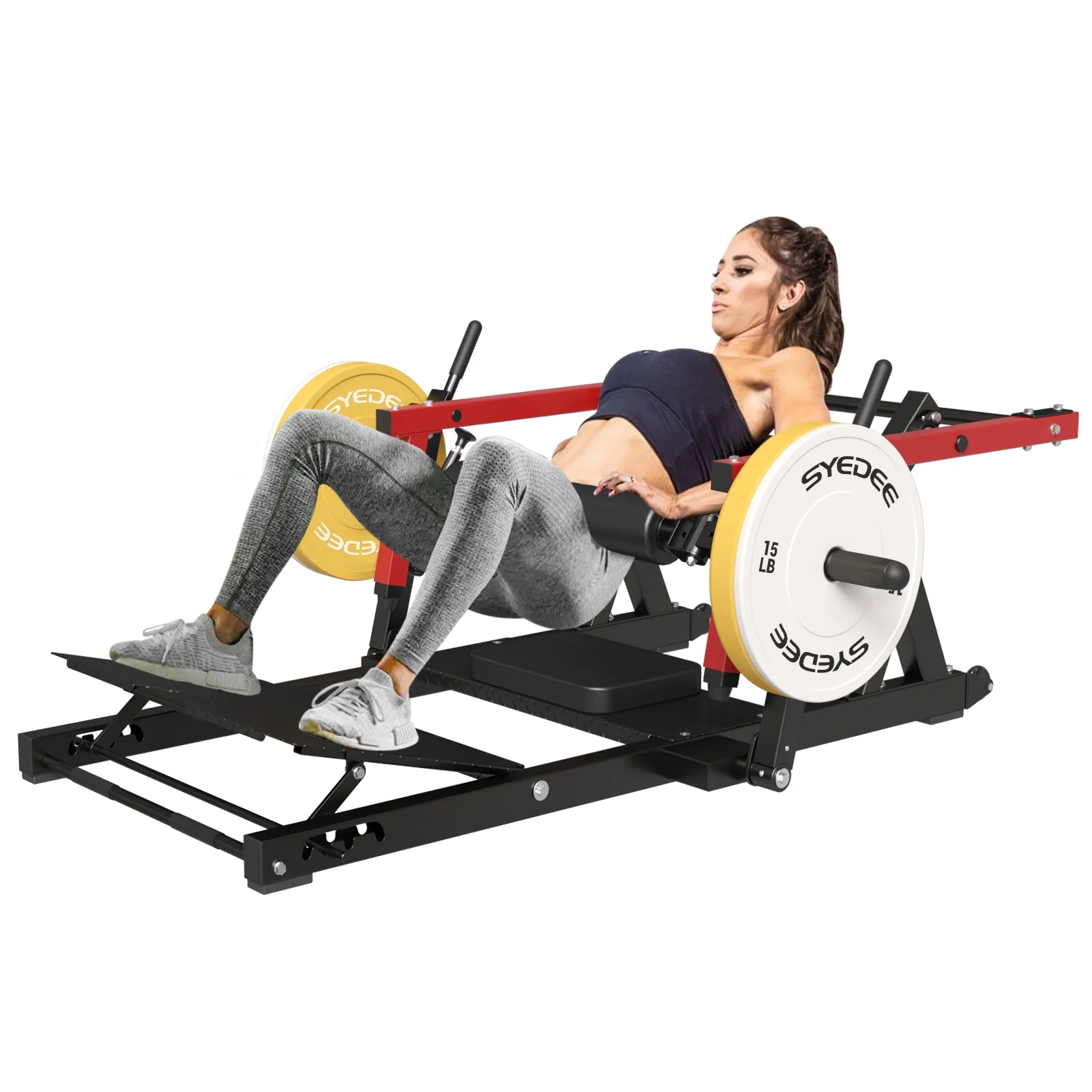 syedee Glute Bridge Machine, Heavy Duty Plate-Loaded Hip Thrust Machine, Glute Drive Machine for Glute Muscles Shaping(Red)