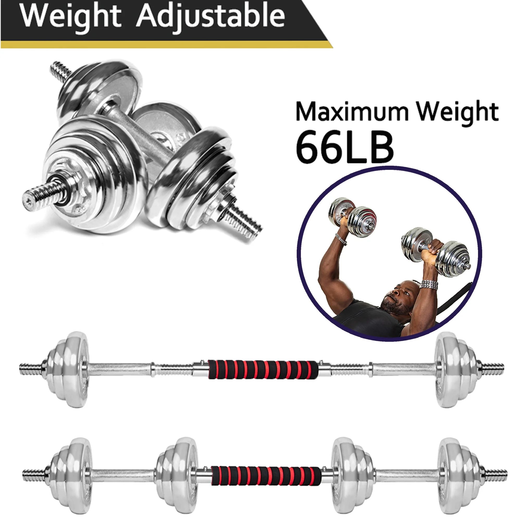 Dumbbells Barbell Set Dumbbell Bar Set Adjustable Barbell Lifting Dumbells Weight Set Fitness Free Exercise Home Gym Biceps Weight Loss Training