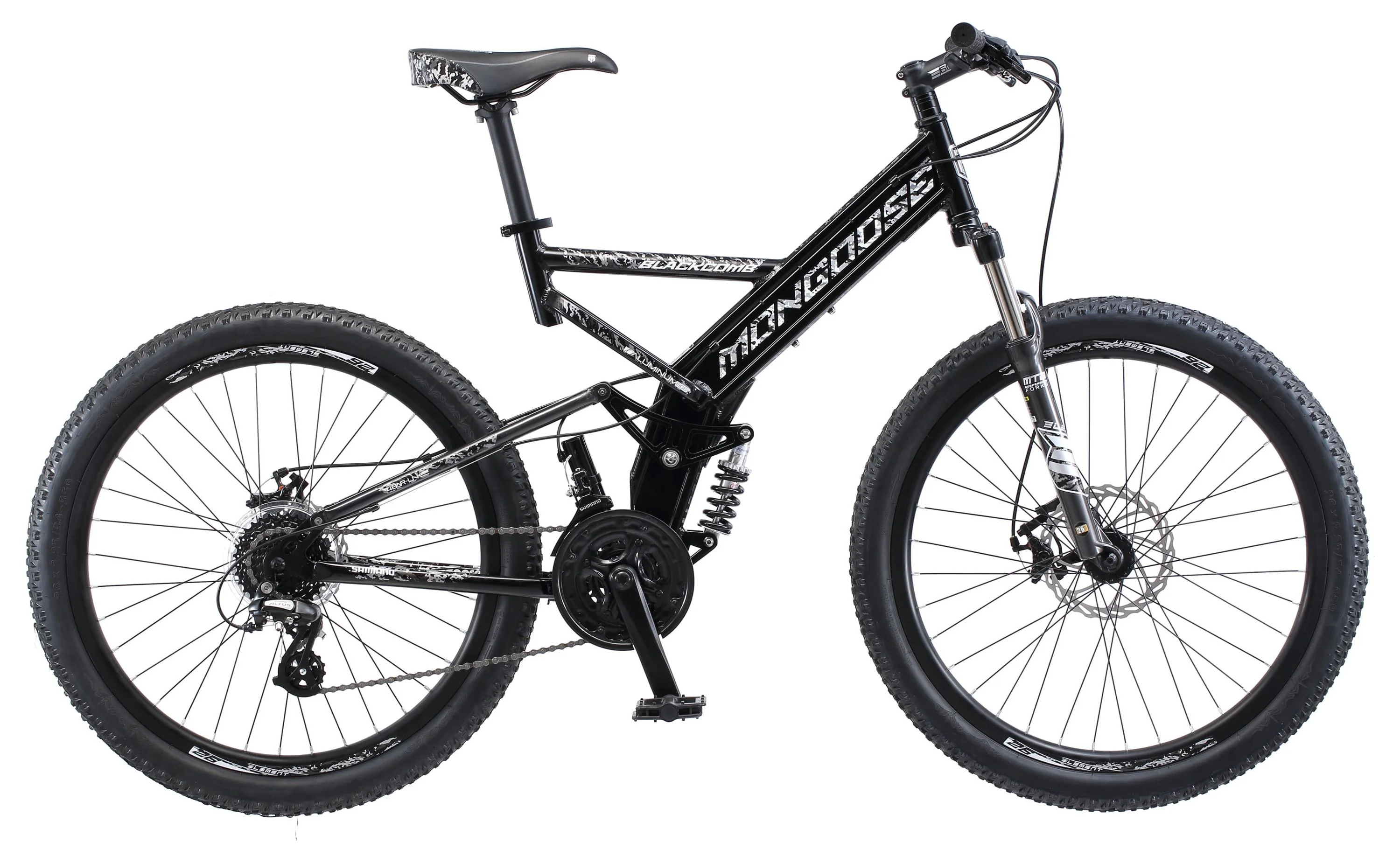 Mongoose Blackcomb Men’s 26 inch Wheels, Mountain Bike, 24 Speeds, Black