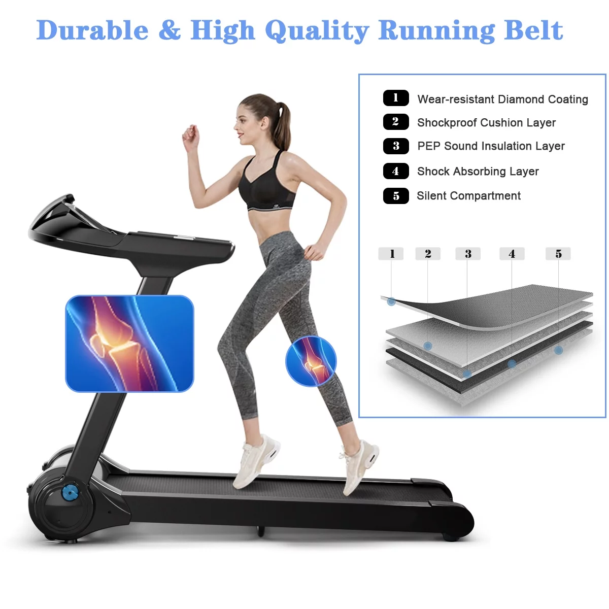 Gymax 2.25HP Electric Folding Fitness Treadmill w/APP Heart Rate