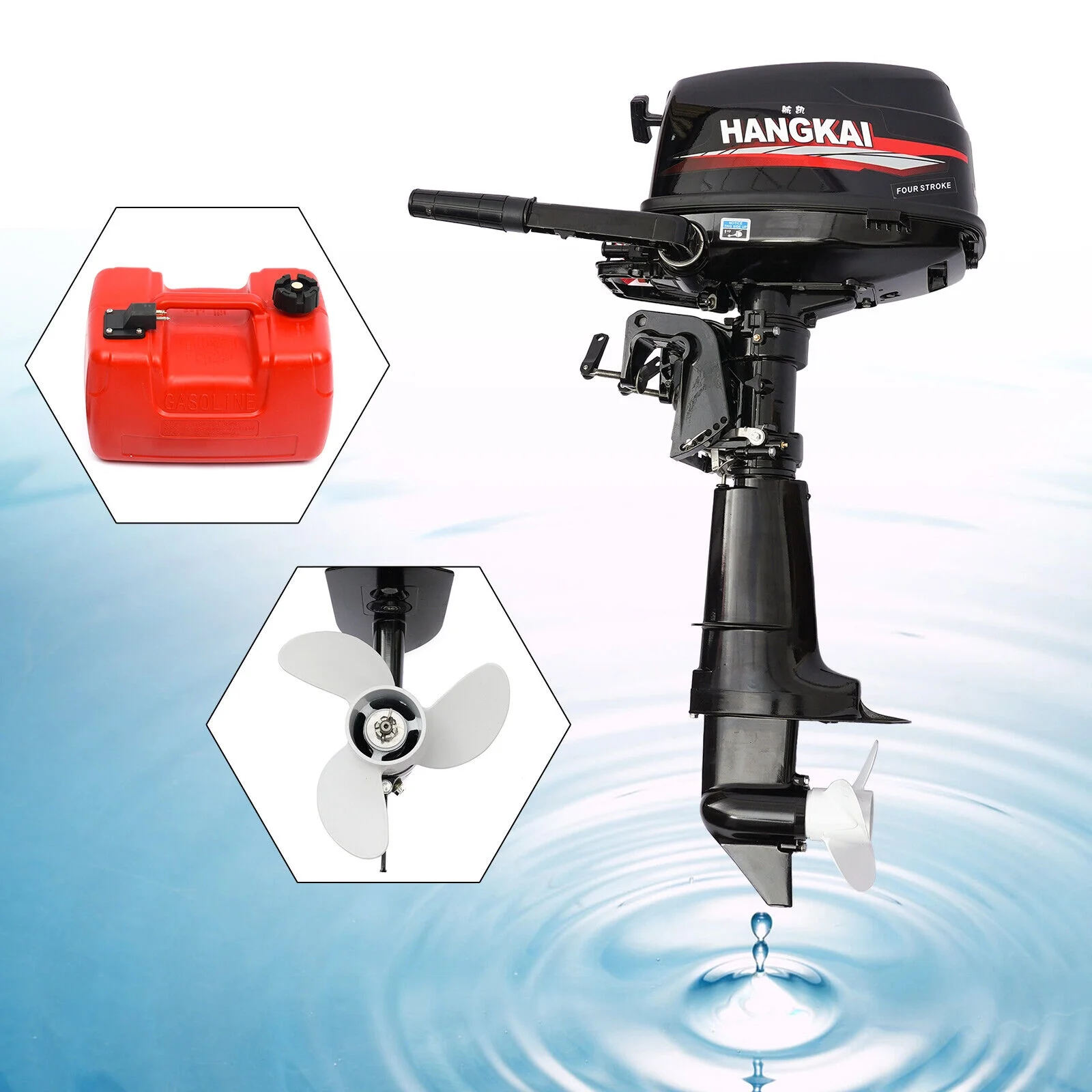 4Stroke 6.5HP Outboard Motor Marine Boat Engine Water Cooling CDI System 6.5HP 4-Stroke Outboard Motor Tiller control Boat Engine Water Cooling 123CC 4-Stroke 6.5HP Outboard Motor Boat Marine Engine