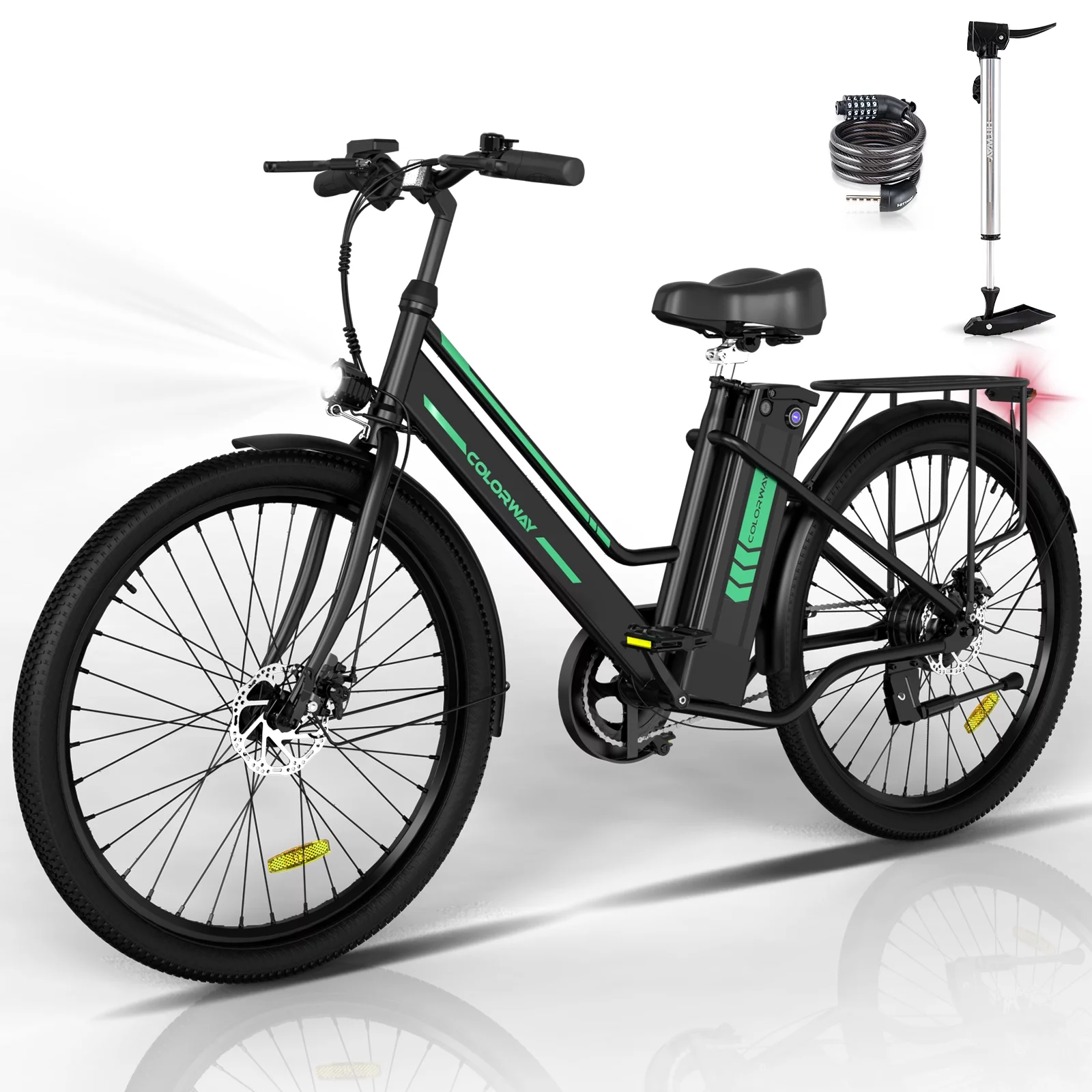 COLORWAY 26″ Electric Bike for Woman, 500W Powerful Motor, 36V 12AH Removable Battery E Bike, , Max. Speed 19.9MPH Electric Bicycle