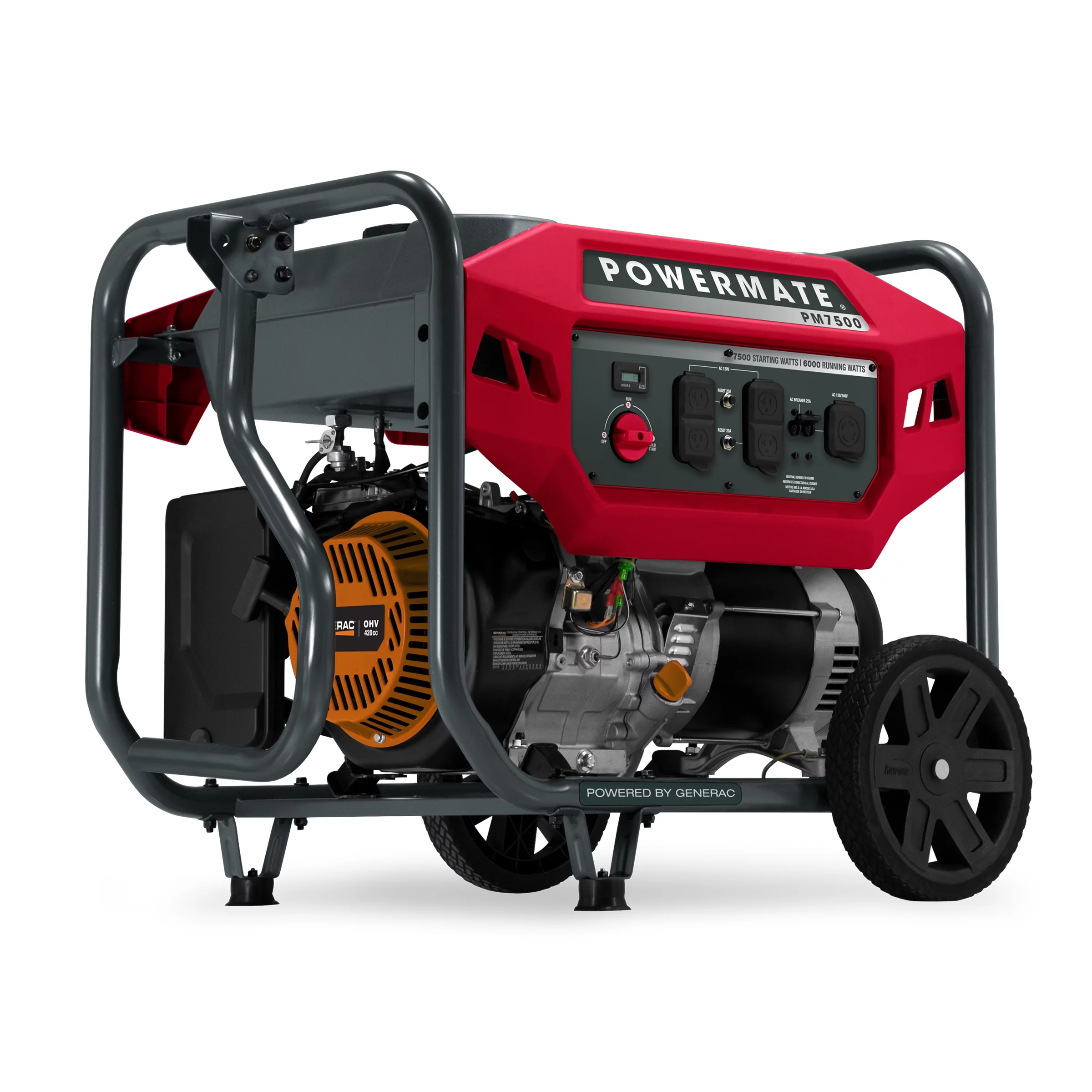 Powermate PM7500 7,500 Watt Manual Start Gas Powered Portable Generator with Cord – 49 ST/CSA