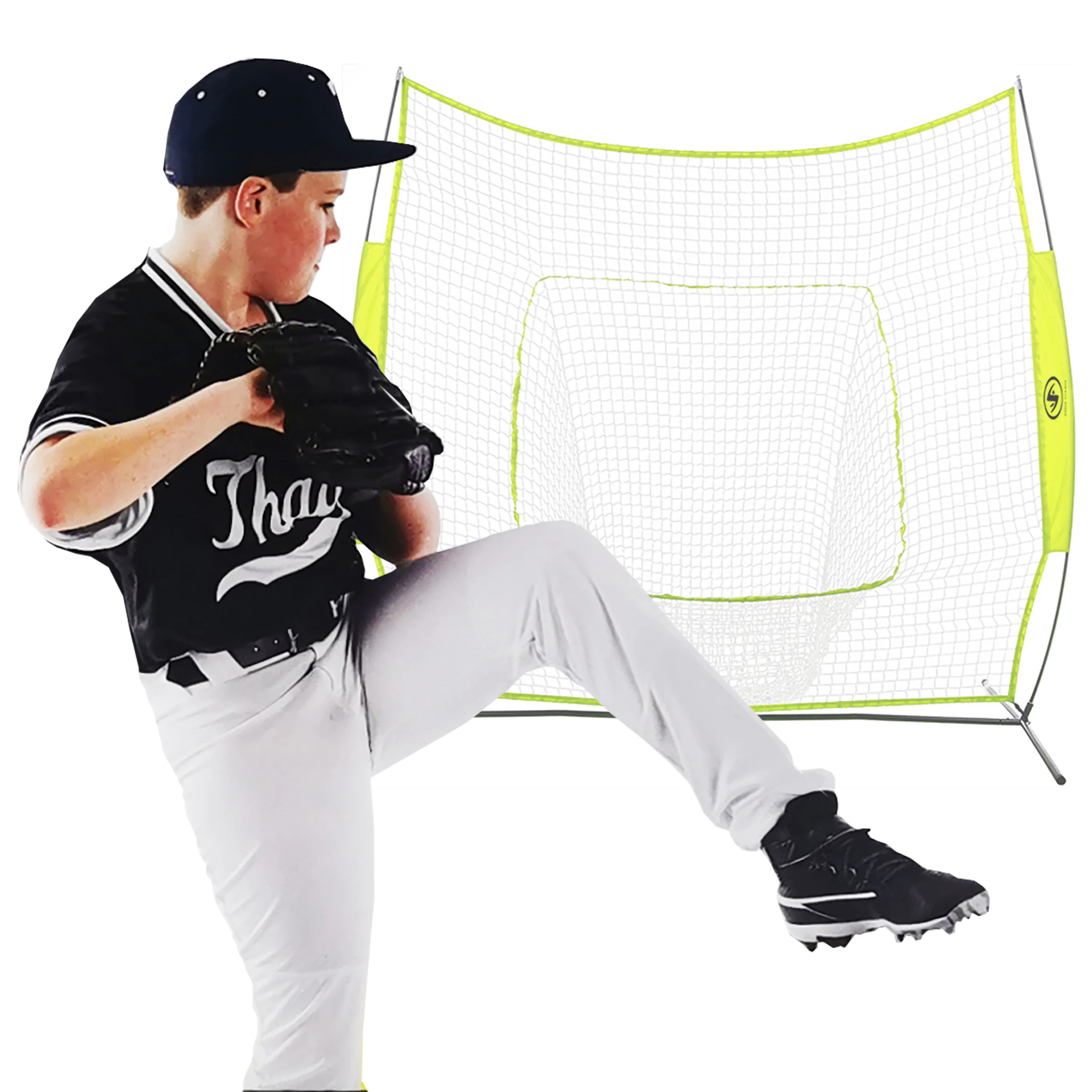 Athletic Works 7ft  x 7ft Hit Pitch Training Net for Baseball Softball Protective Screens 11.02lb