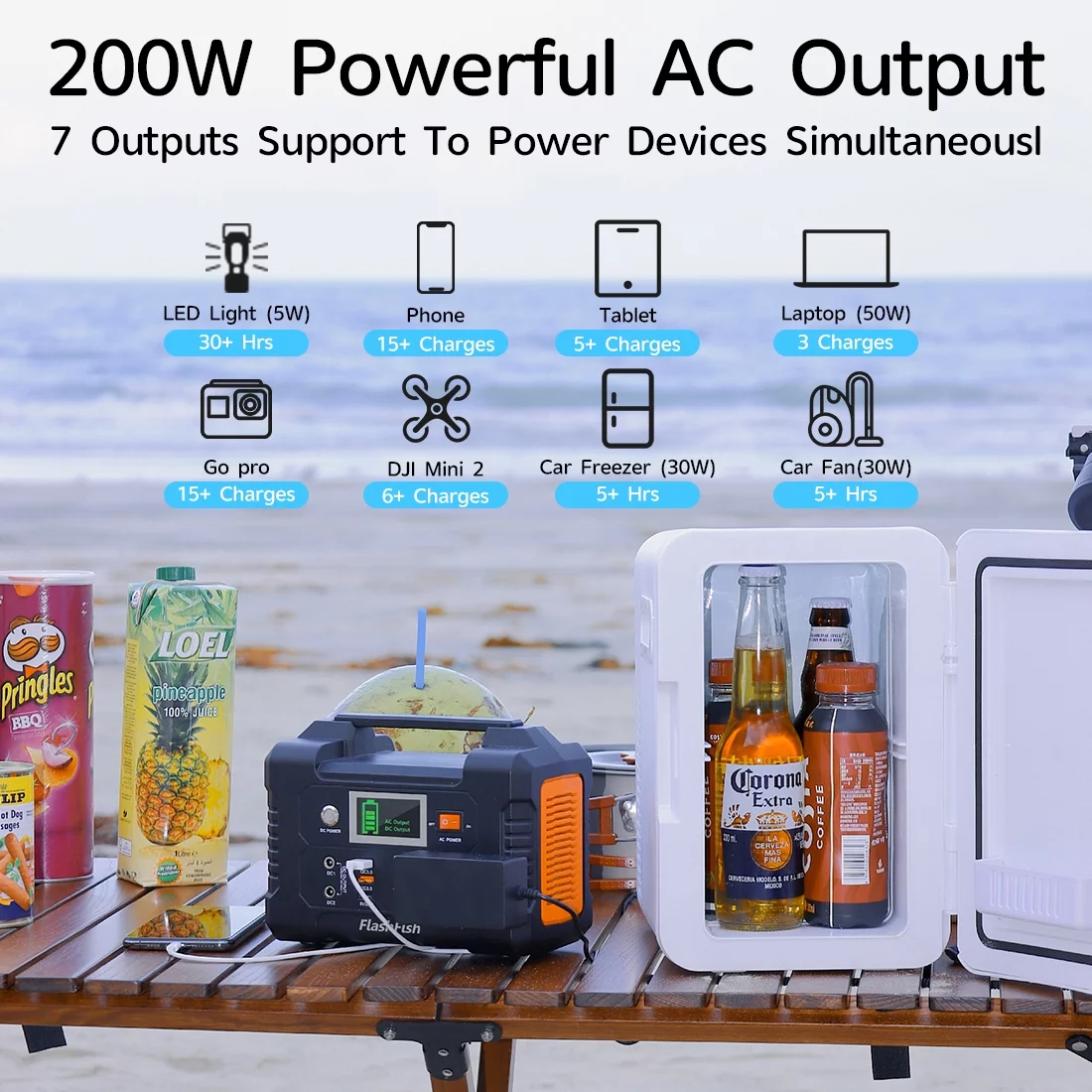 Flashfish 200W Portable Power Station, 40800mAh Solar Generator, Portable Generatorfor Camping Travel Emergency