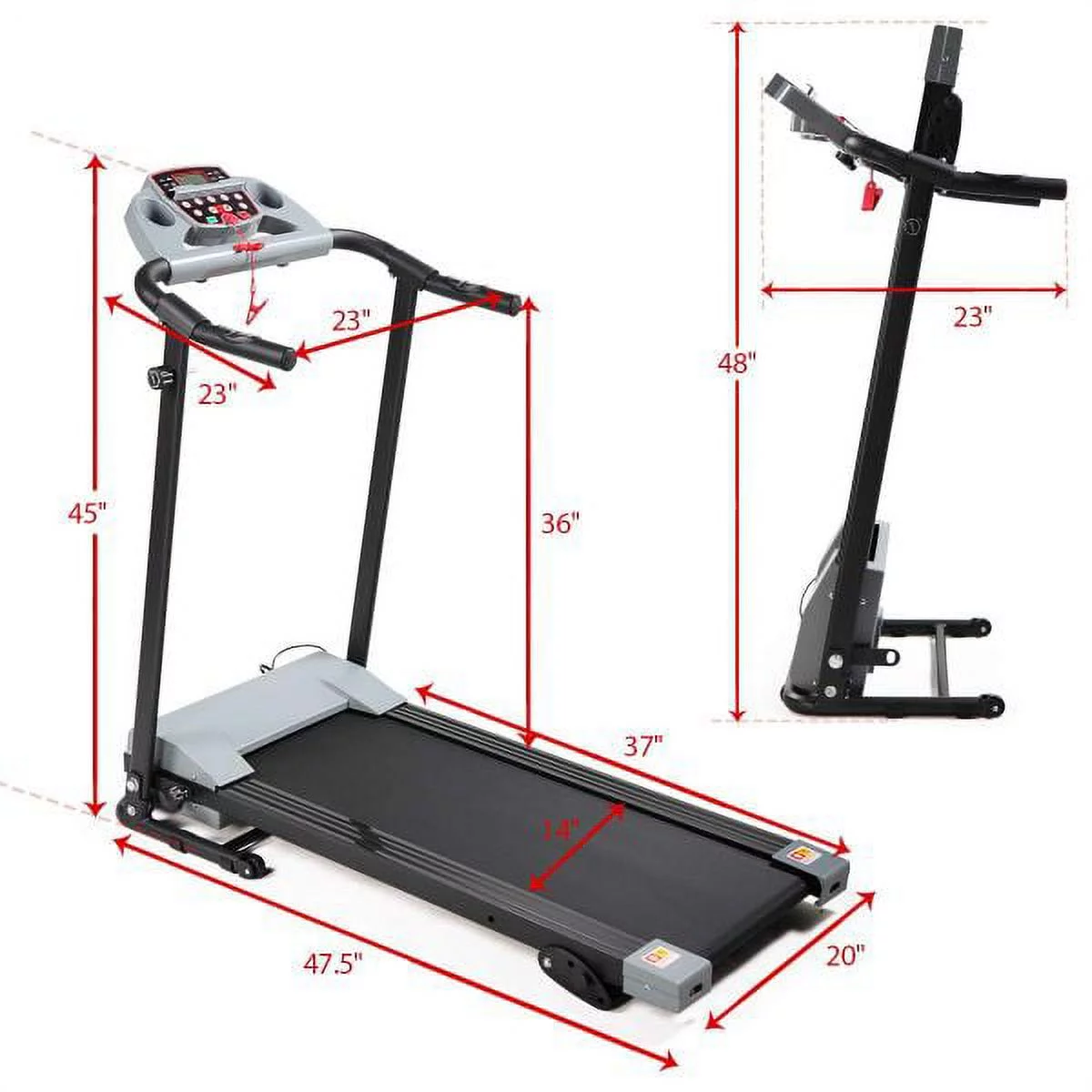 Clerance! Treadmill Foldable Treadmill for Home Electric Treadmill Workout Running Machine 3-Level Manual Incline Treadmill with LCD Monitor for Home & Office & Gym