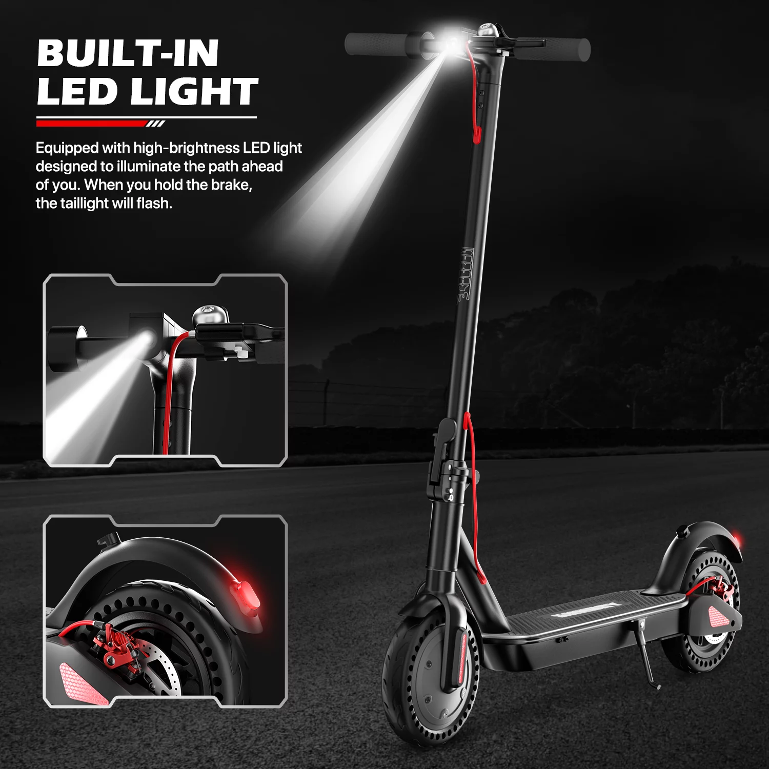 MADOG Electric Scooter Adults, 8.5″ Solid Tires, 300W Motor up to 19 MPH, 11-16 Miles Long-Range Battery, Folding Commuter Electric Scooter for Adults & Teenagers, Black