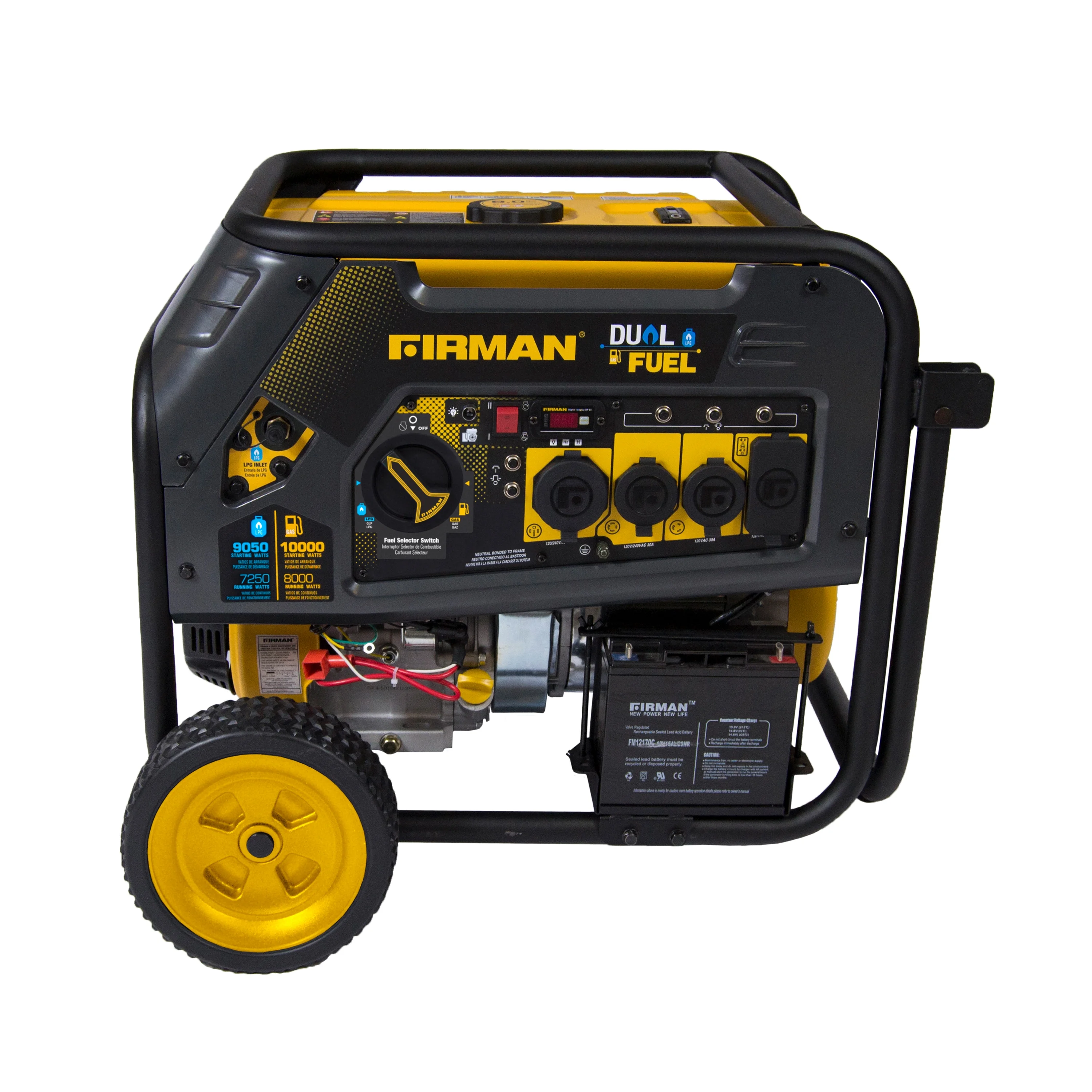 Firman H08051 10,000/8,000 Watt Dual Fuel Electric Start Generator, CARB