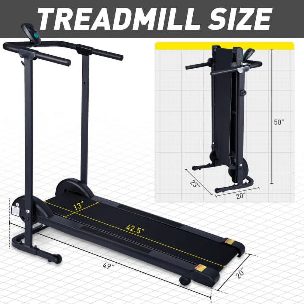 Manual Treadmill Non Electric Treadmill with 10?? Incline Small Foldable Treadmill for Apartment Home Walking Running