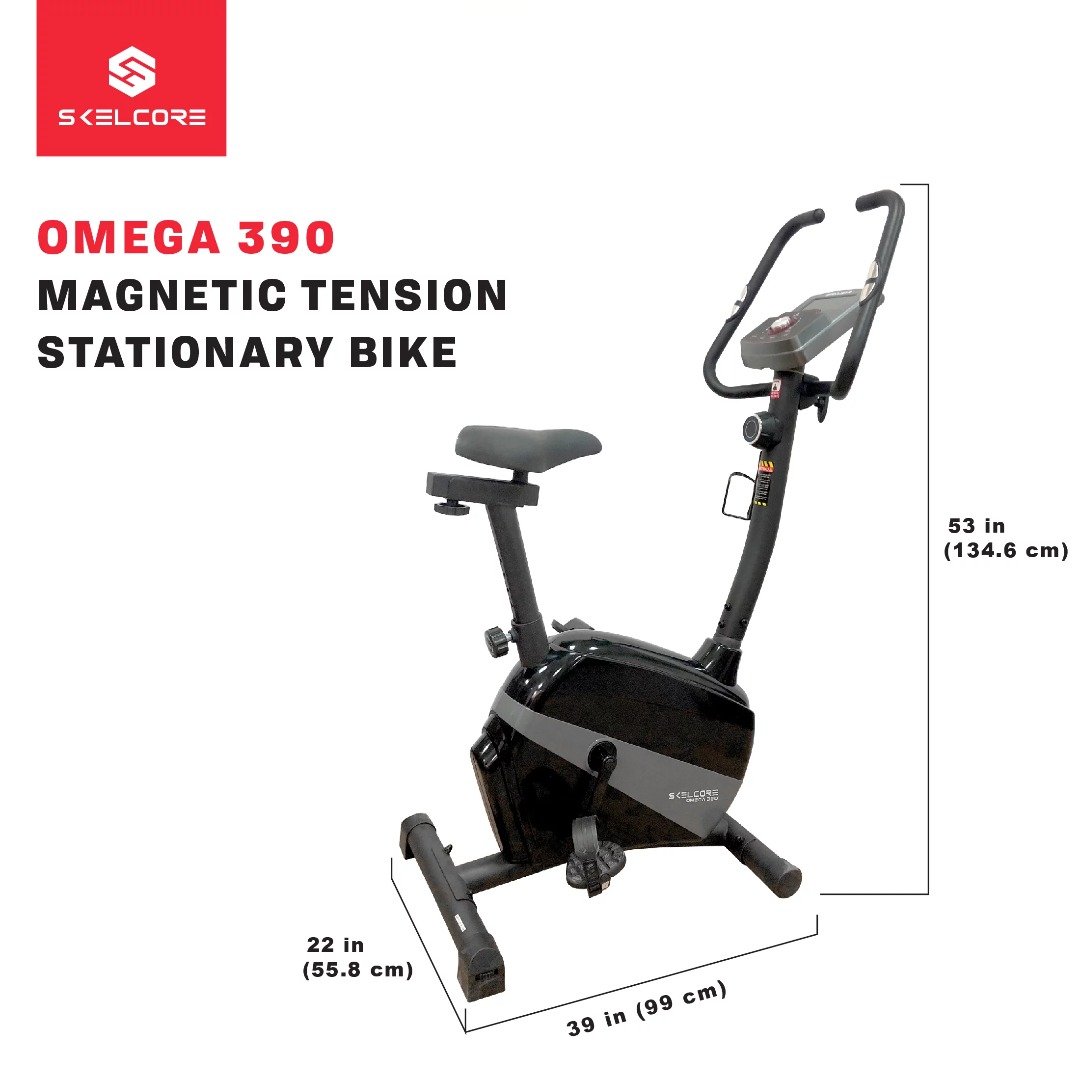 Skelcore Omega 390 Exercise Bike, 265lb User Weight Capacity, Compatible with Zwift, Kinomap, and Fitshow