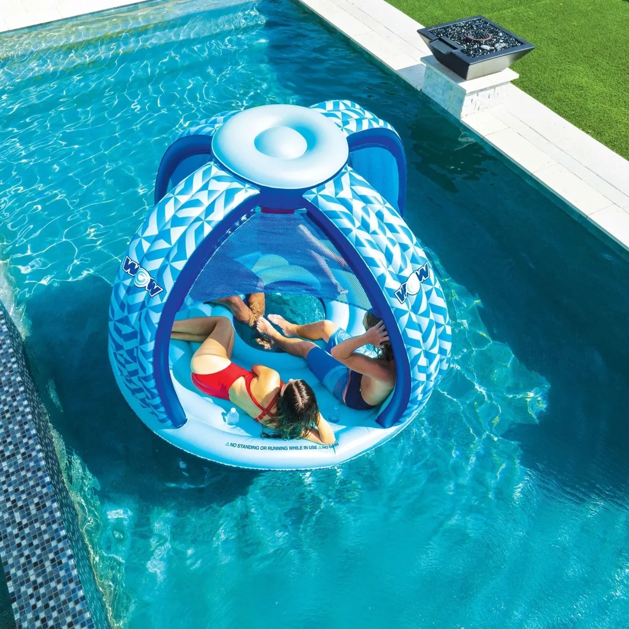 WOW Sports Pool Island Float, Inflatable Float with Canopy