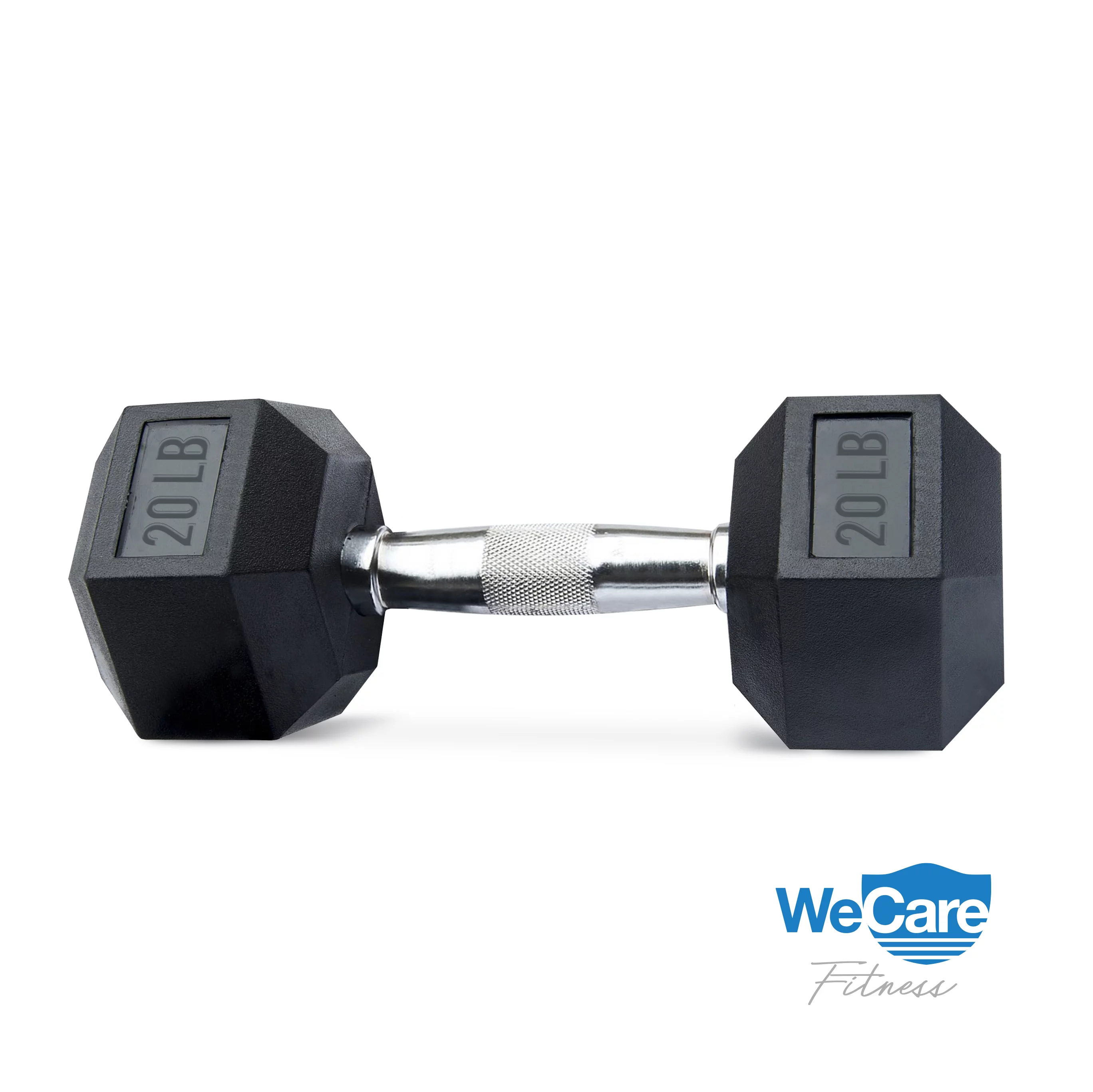 WeCare Fitness, 20lb Rubber Chrome Dumbbells, Pair