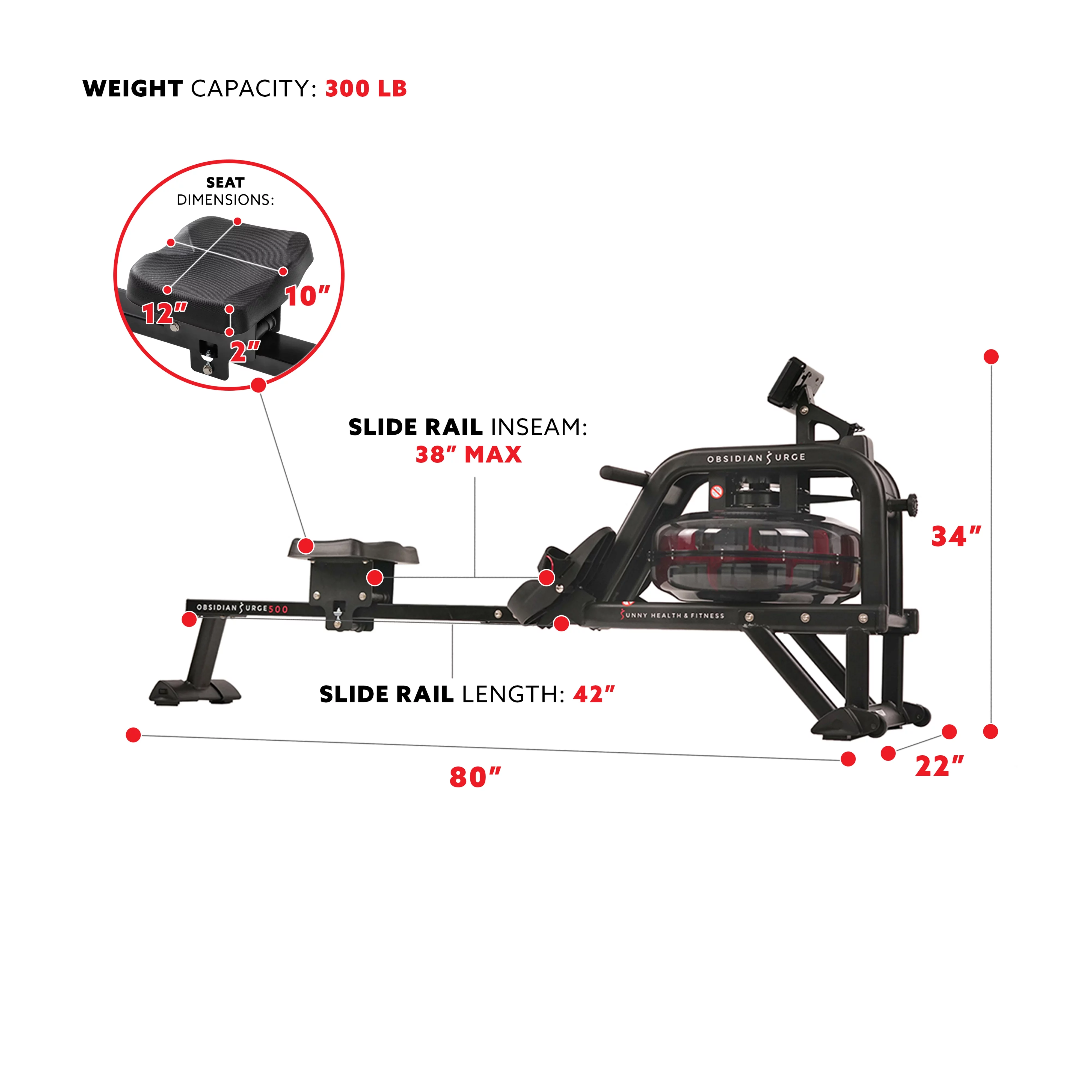 Sunny Health & Fitness Water Rowing Machine Rower for Home Exercise Workouts, Full Body Cross Fit Training, LCD Monitor SF-RW5713