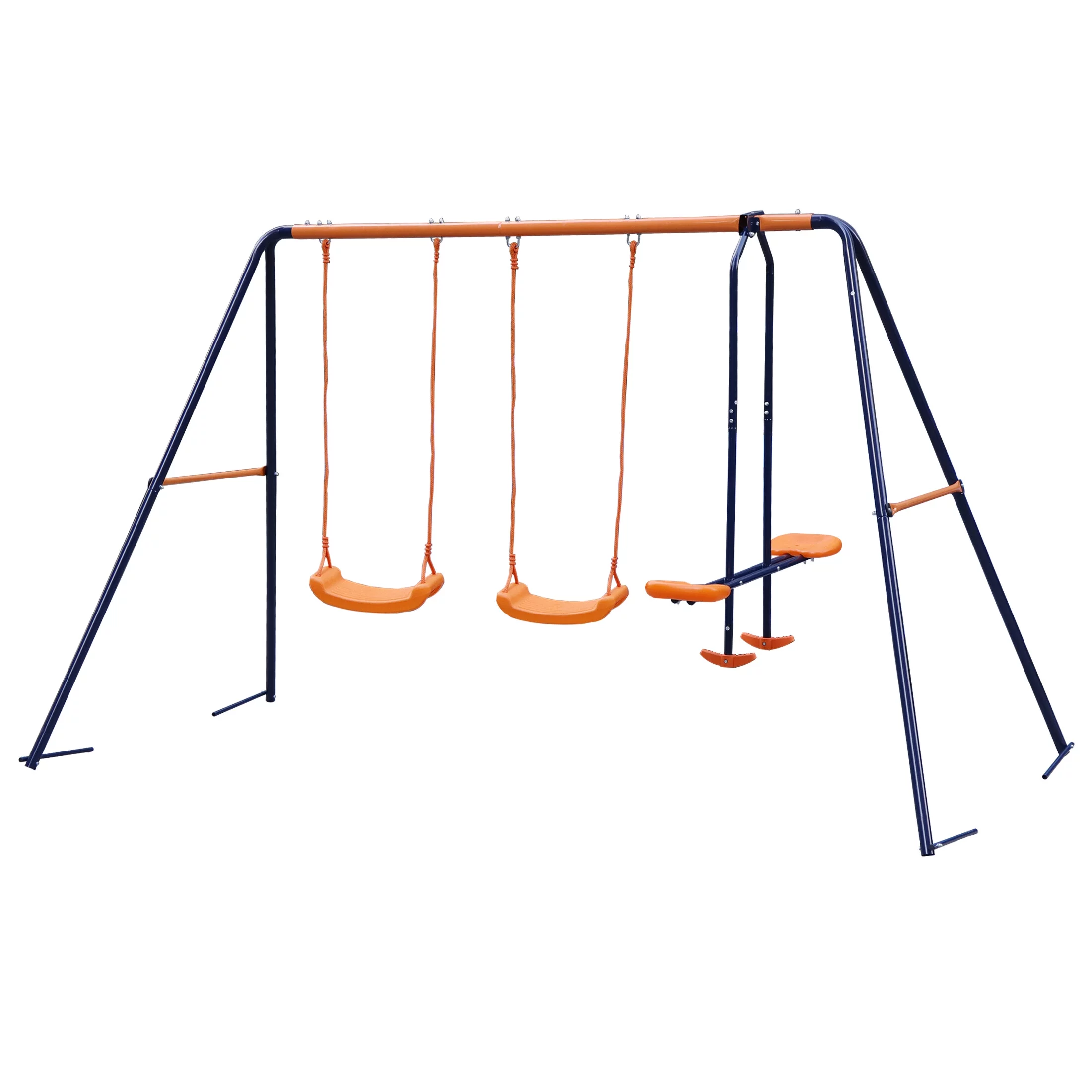 ZenSports Outdoor Double Kids Play Swing Set W/ 2 Seats & 1 Glide Heavy-Duty, 440lbs Capacity