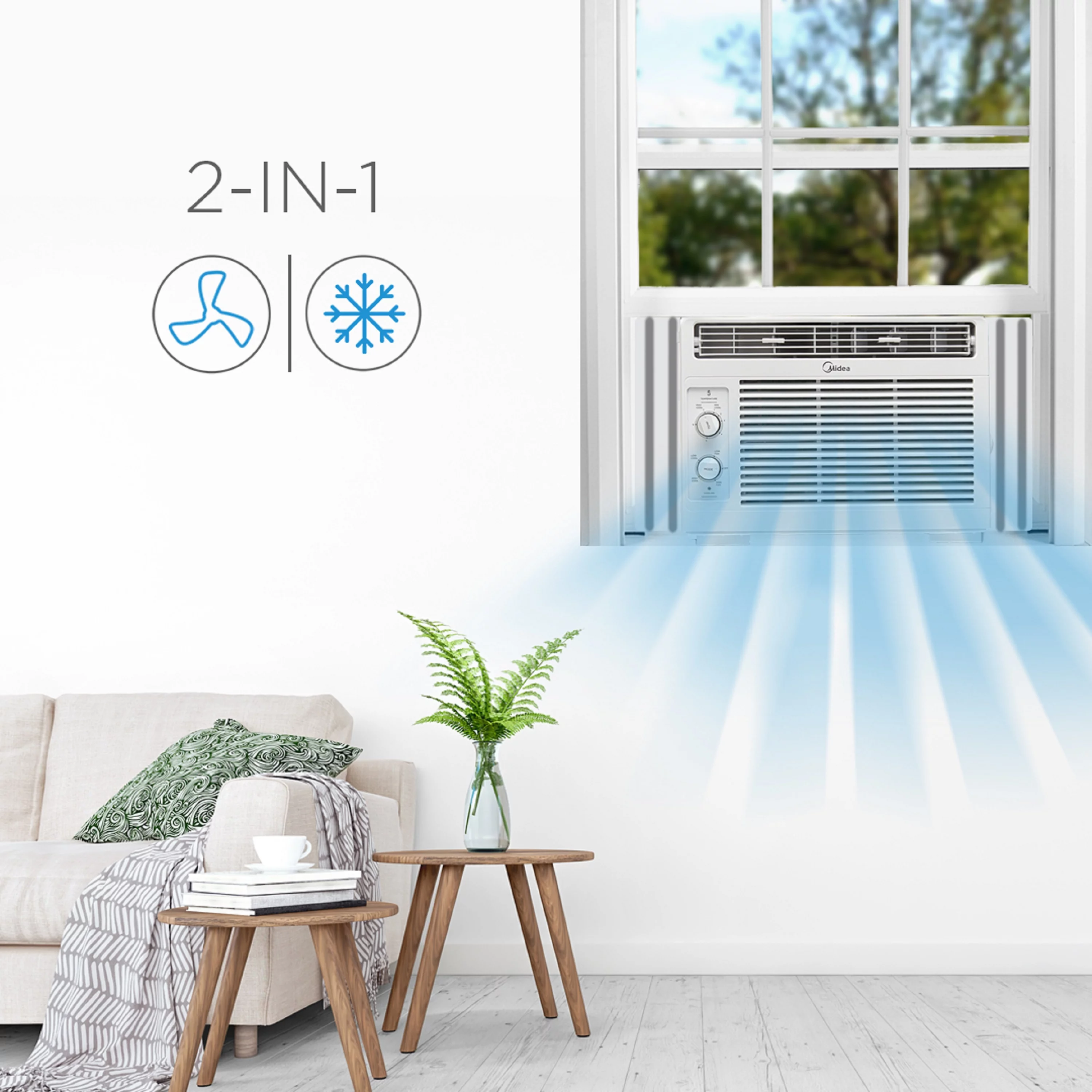 Midea 5,000 BTU 150 Sq Ft Mechanical Window Air Conditioner, White, MAW05M1WWT