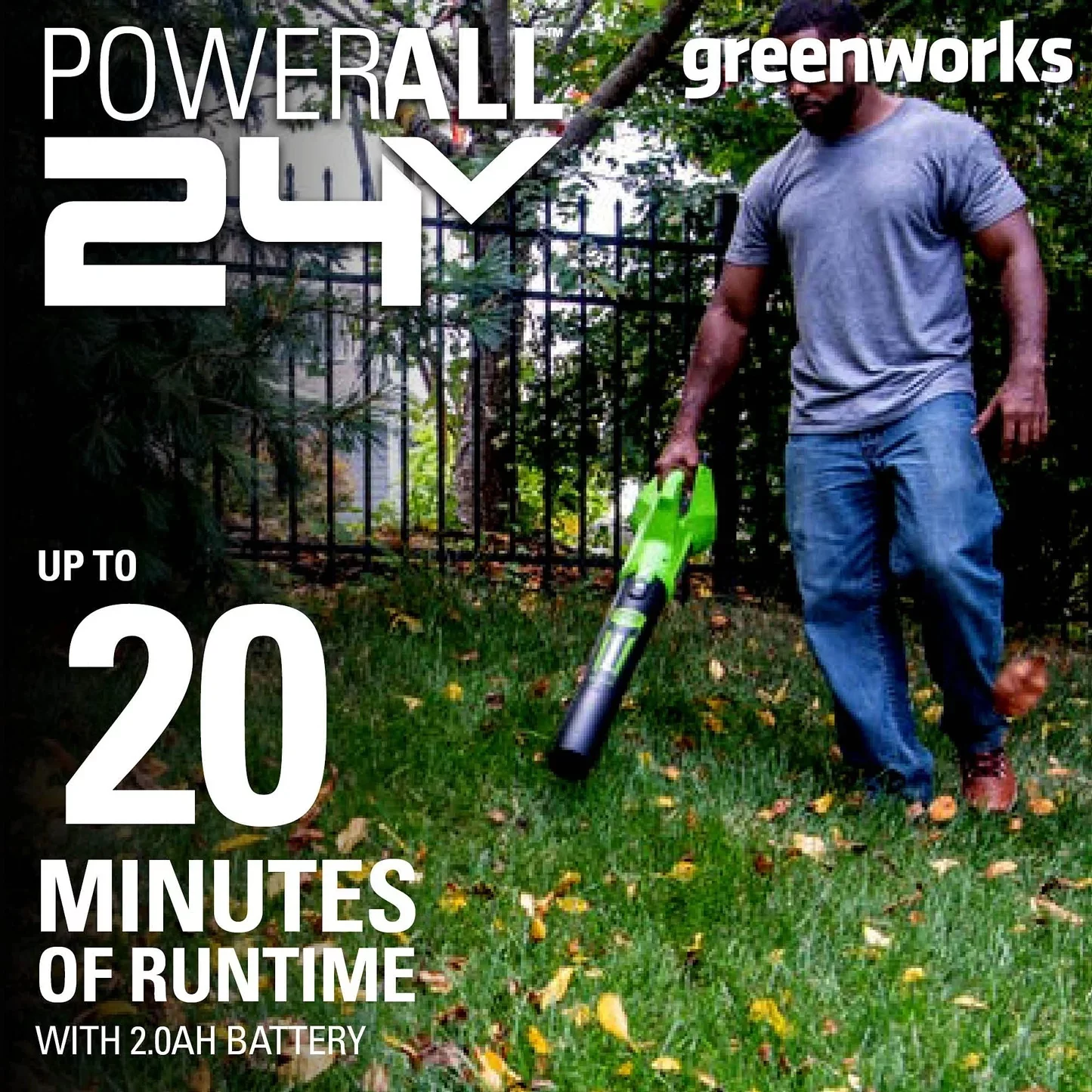 Greenworks 24V Cordless Axial Blower (90 Mph / 320 Cfm) with 2Ah USB Battery & Charger 2415702