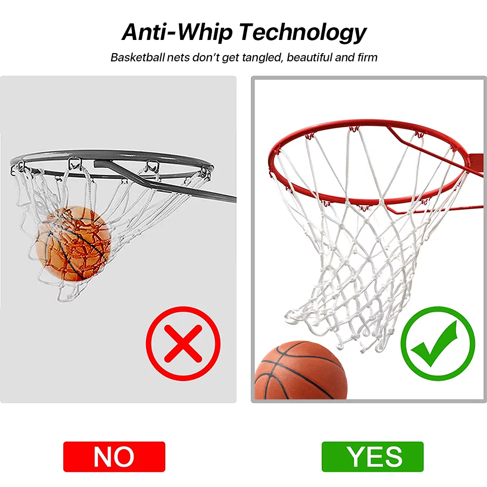 SUGARDAY Glow Basketball Net Outdoor Indoor Heavy Duty Basketball Nets All Weather Anti Whip 12 Loops Green