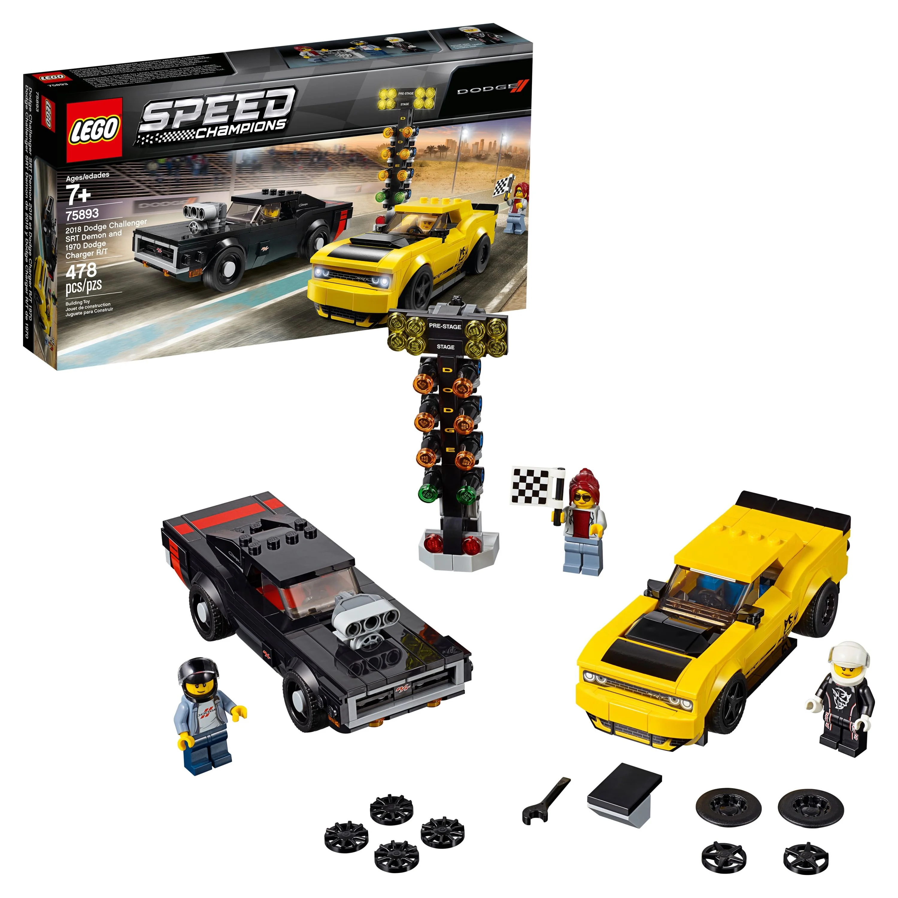 LEGO Speed Champions 2018 Dodge Challenger SRT Demon and 1970 75893 Building Car