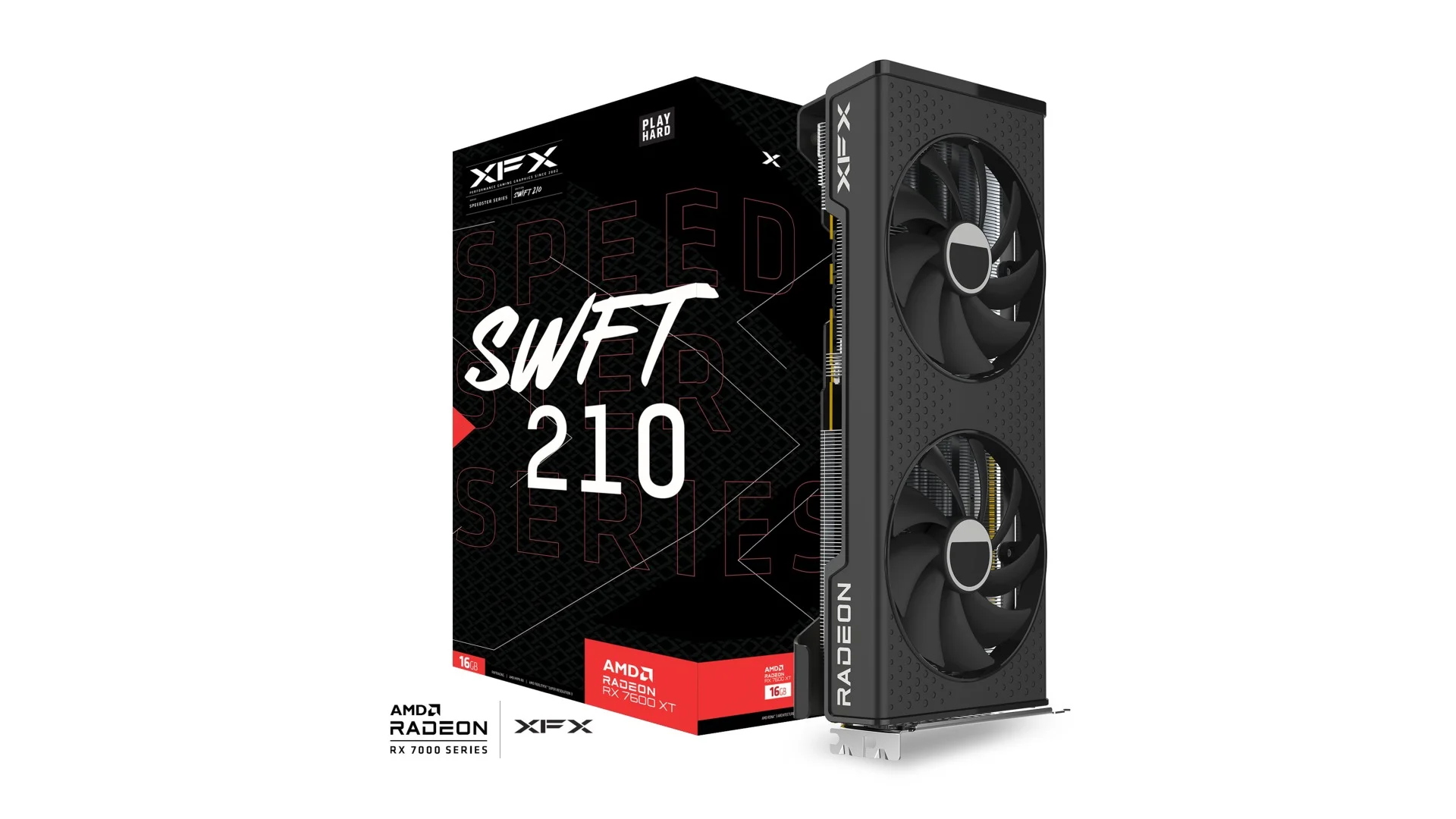 XFX SPEEDSTER SWFT210 RADEON RX 7600XT CORE Gaming Graphics Card with 16GB GDDR6 HDMI 3xDP, AMD RDNA 3 RX-76TSWFTFP