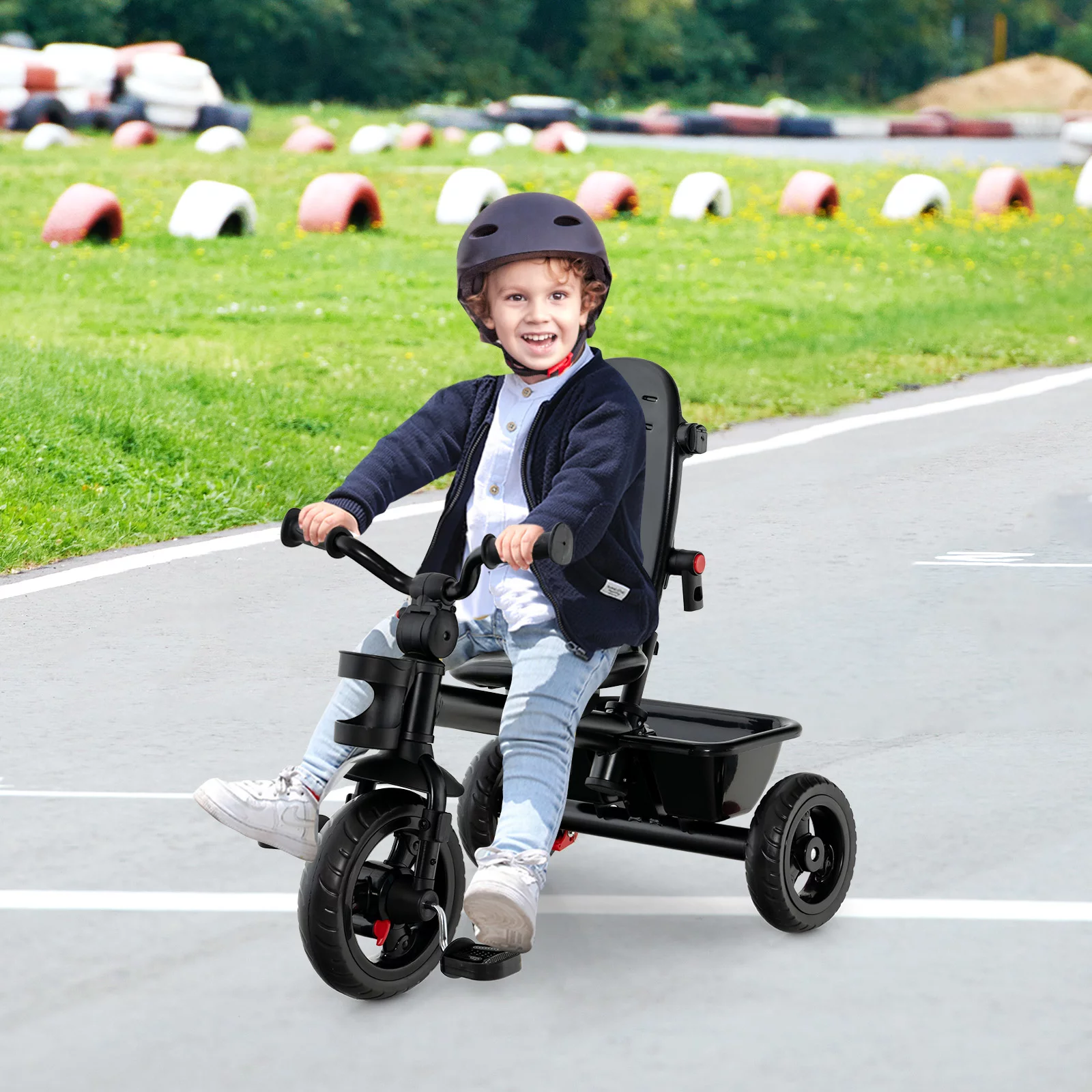 Infans 4-in-1 Baby Tricycle Toddler Trike w/ Convertible Seat Blue