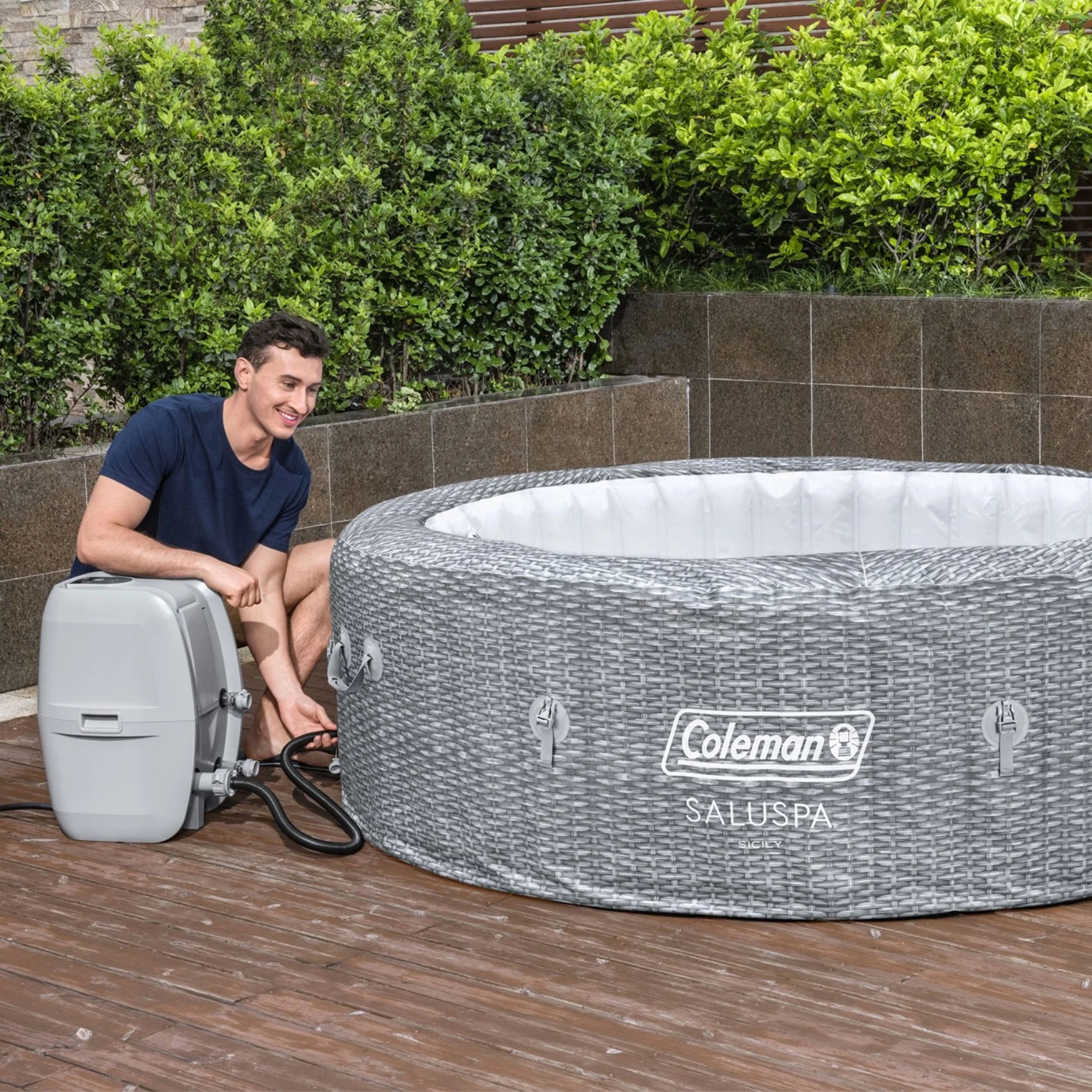 Bestway Coleman Sicily AirJet Inflatable Hot Tub with EnergySense Cover