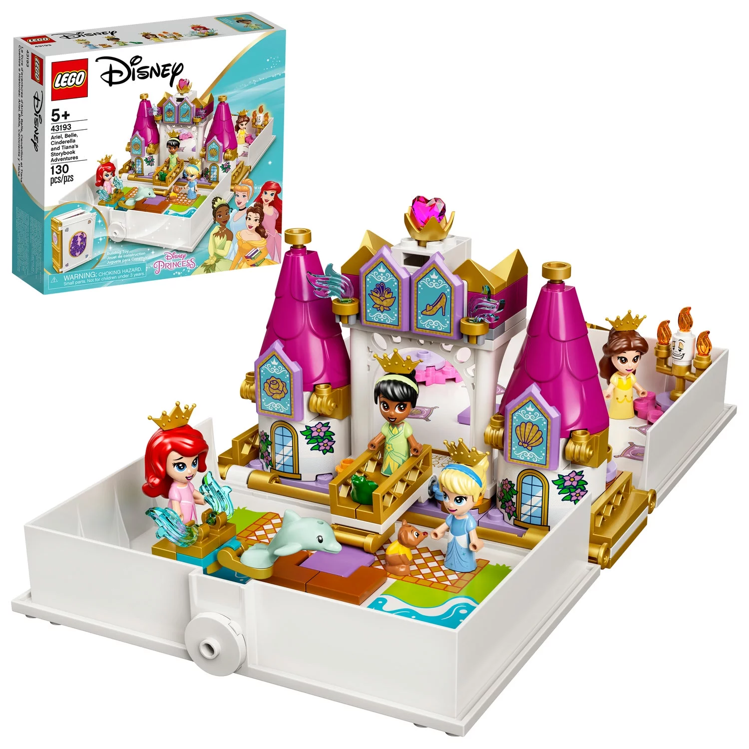 LEGO Disney Ariel, Belle, Cinderella and Tiana’s Storybook Adventures 43193 Building Toy (130 Pieces)