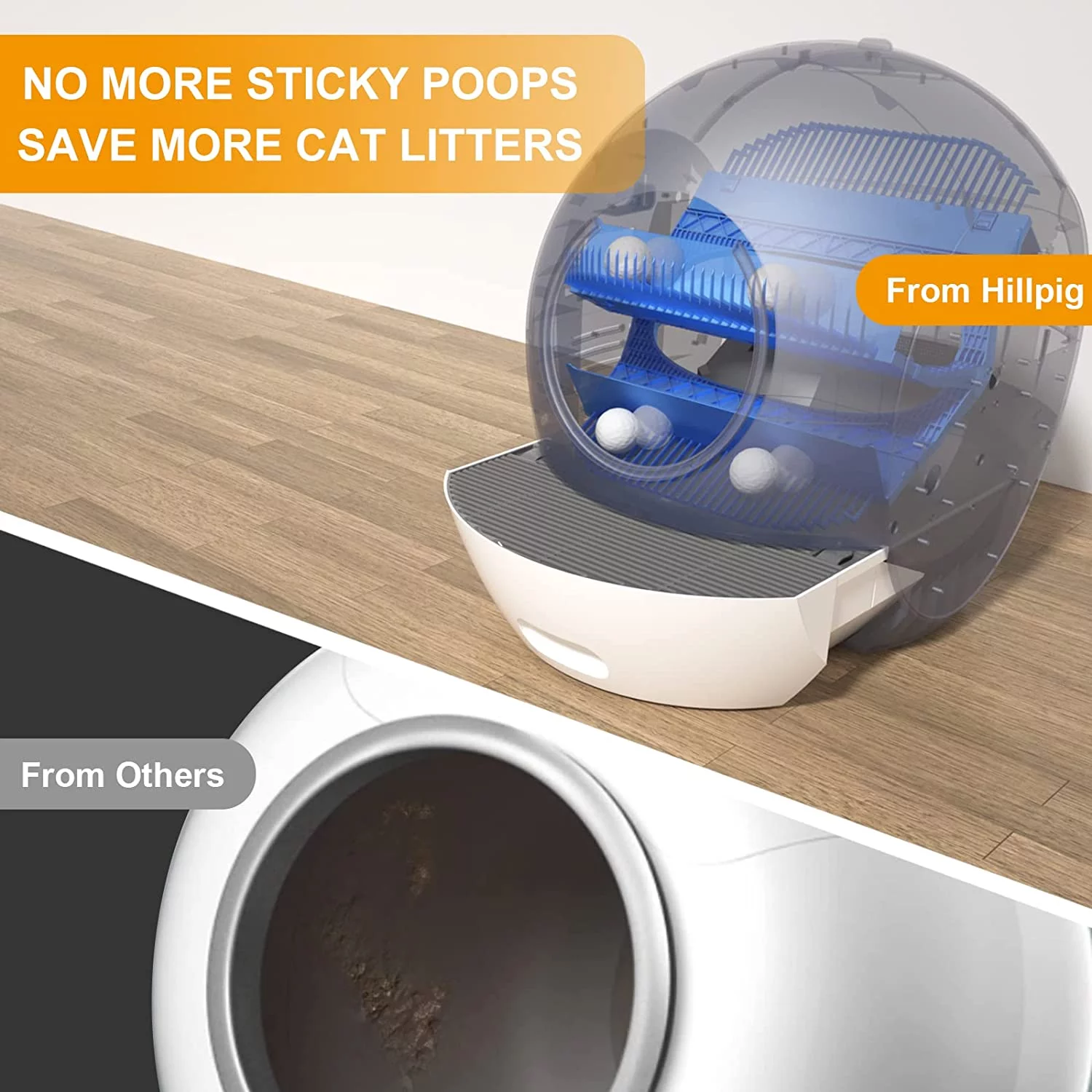 ELS PET Self Cleaning Cat Litter Box Automatic Double Odor Removal Cat Robot Litter Box Gift