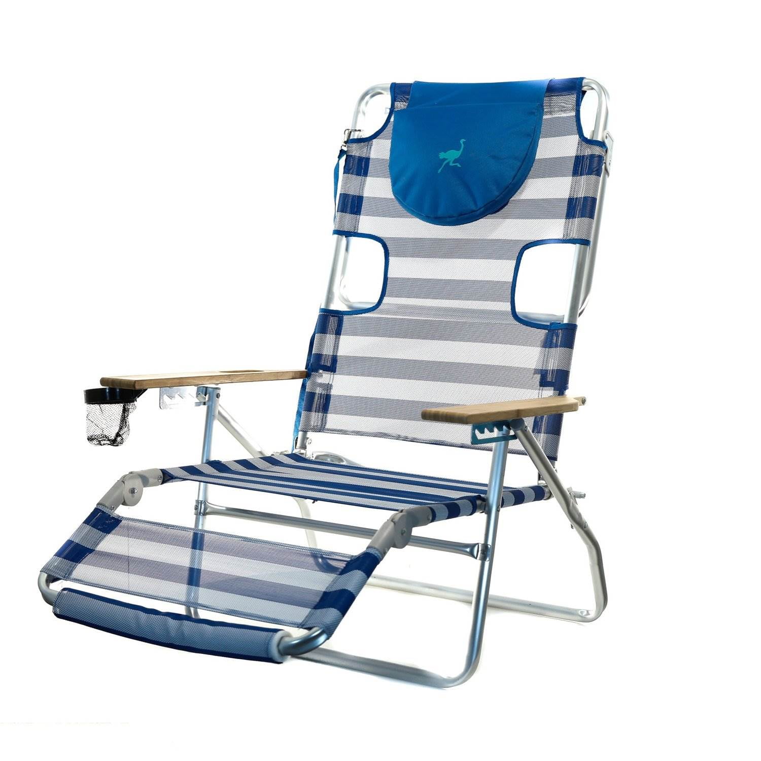 Ostrich 3N1 Lightweight Outdoor Beach Lounge Chair with Footrest, Blue