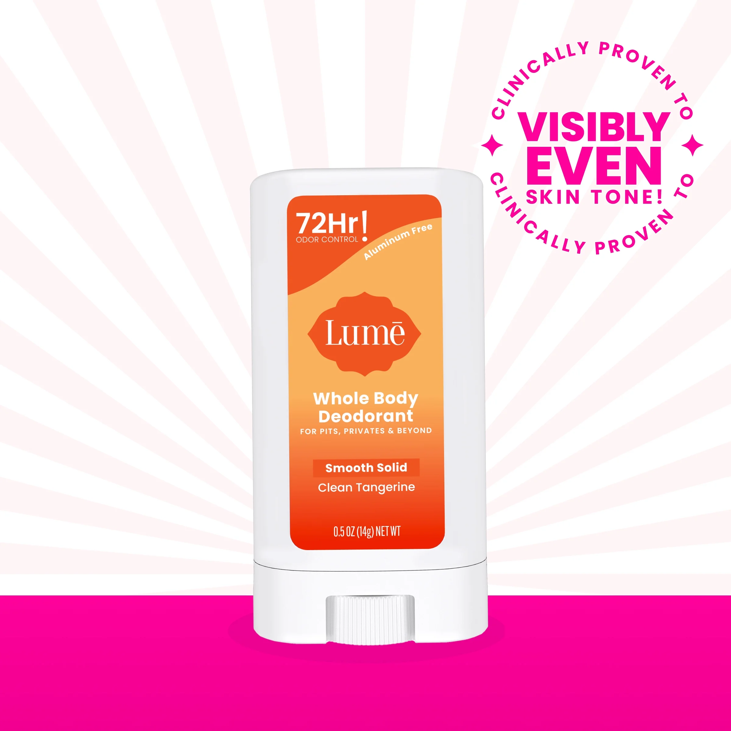 Lume Whole Body Deodorant – Mini Smooth Solid Stick – Clean Tangerine – .5 oz