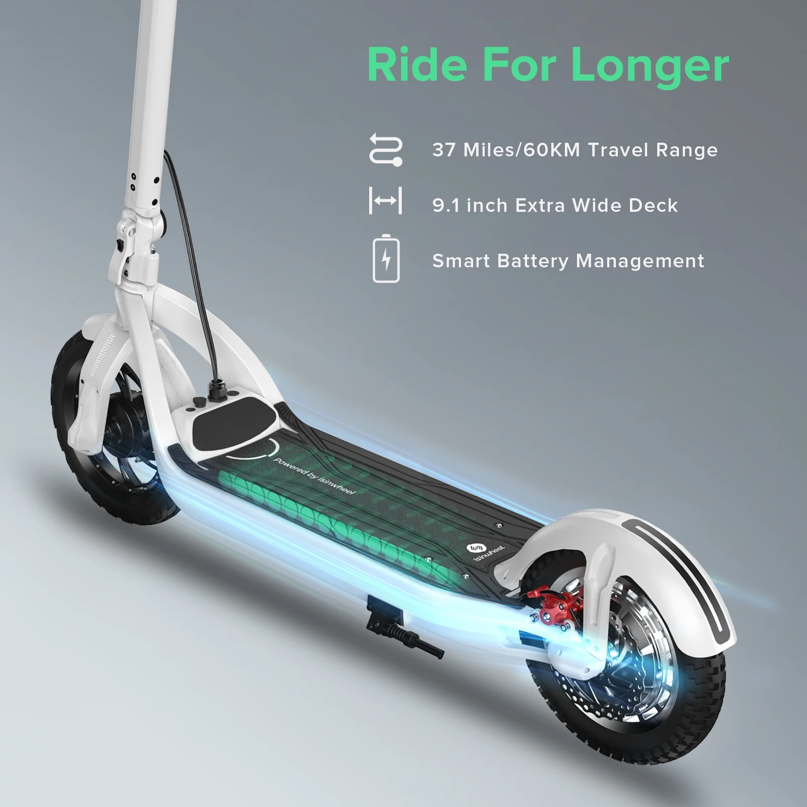 isinwheel X3Pro Electric Scooter, 1200W Motor, 31-37 Miles Range, 28 mph, 12” Big Tires, Folding Commuter E-Scooter for Adult