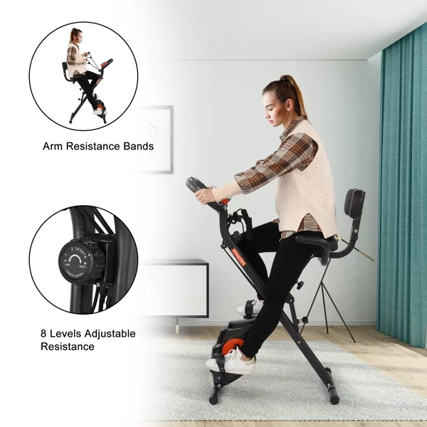 Folding Exercise Bike – 3 in 1 Upright Indoor Cycling Bike and Recumbent Exercise Bike, Foldable Stationary Bike