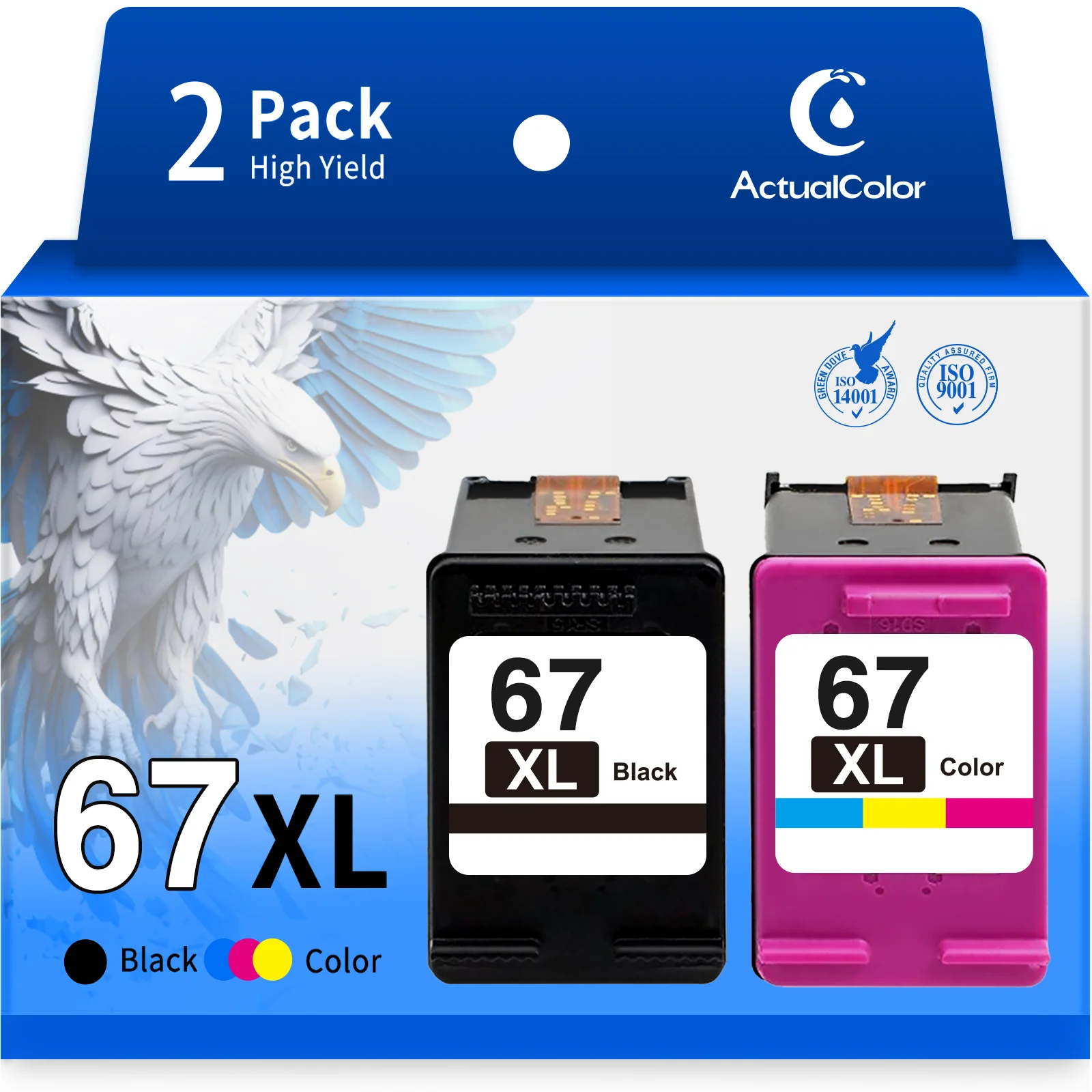 67XL Ink Cartridge for 67 Ink 67 Printer Ink HP 67 for HP DeskJet 2700 2700e 2755 2755e 2722 2724 2752e 2755e Envy Pro 6455 6455e 6475 Envy 6000 6055 6055e (Black and Tri-Color)