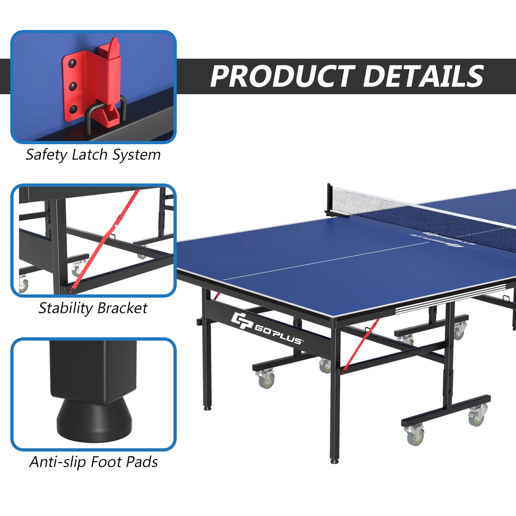 Goplus Foldable Professional Table Tennis Table for Indoor/Outdoor Playing