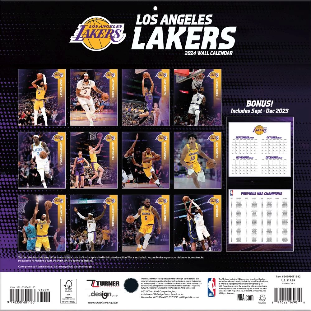 Los Angeles Lakers 2024 12×12 Team Wall Calendar (Other)