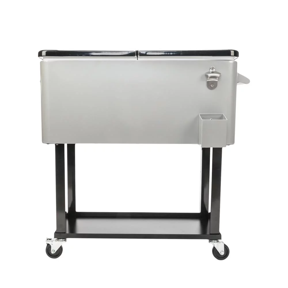 iTopRoad 80QT Cooler Cart Trolley Frozen Function Spray Ice Beer Beverage Chest